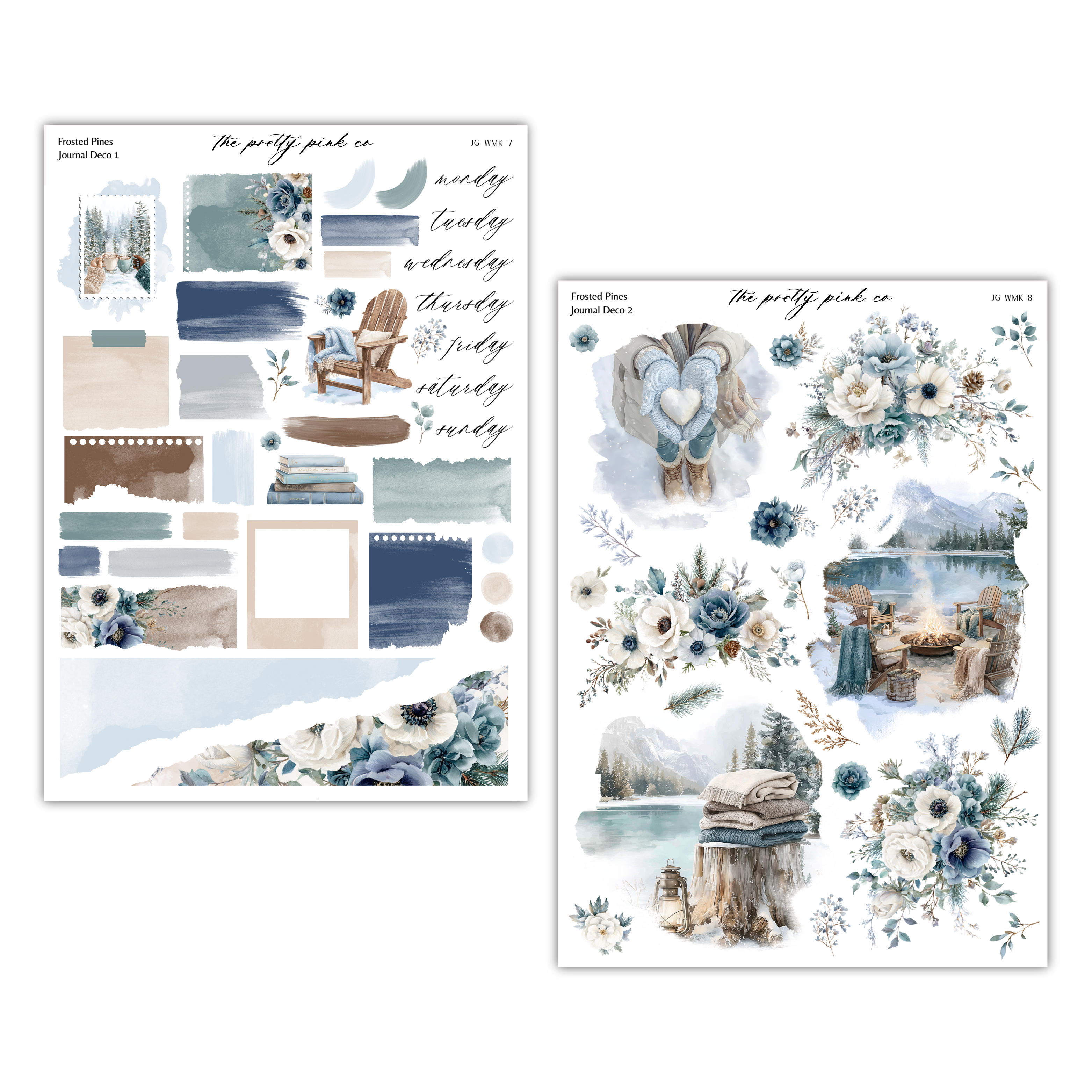 a collection of various nature-inspired elements, including flowers, trees, and a lake, arranged in a visually appealing manner.