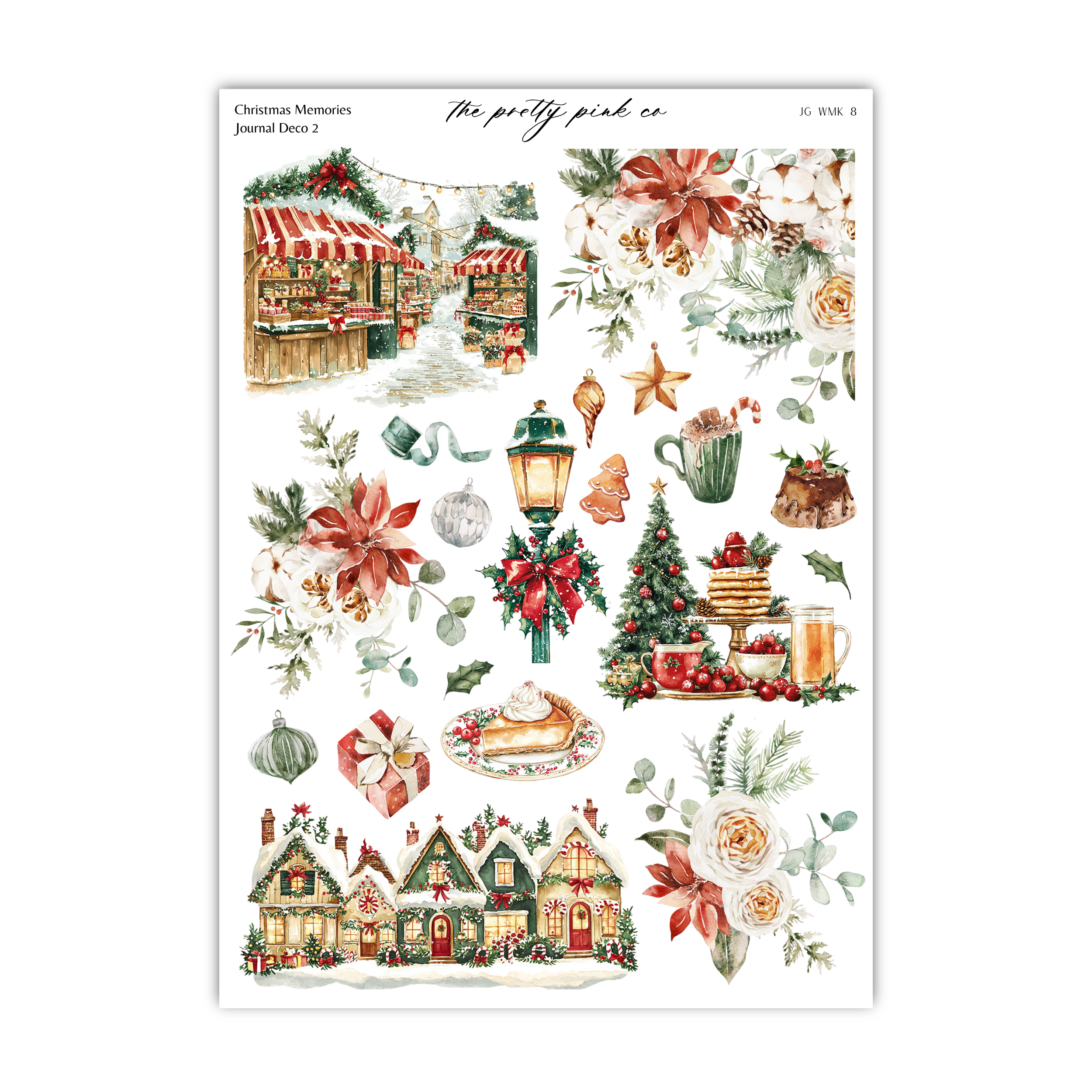 a sheet of stickers with christmas decorations