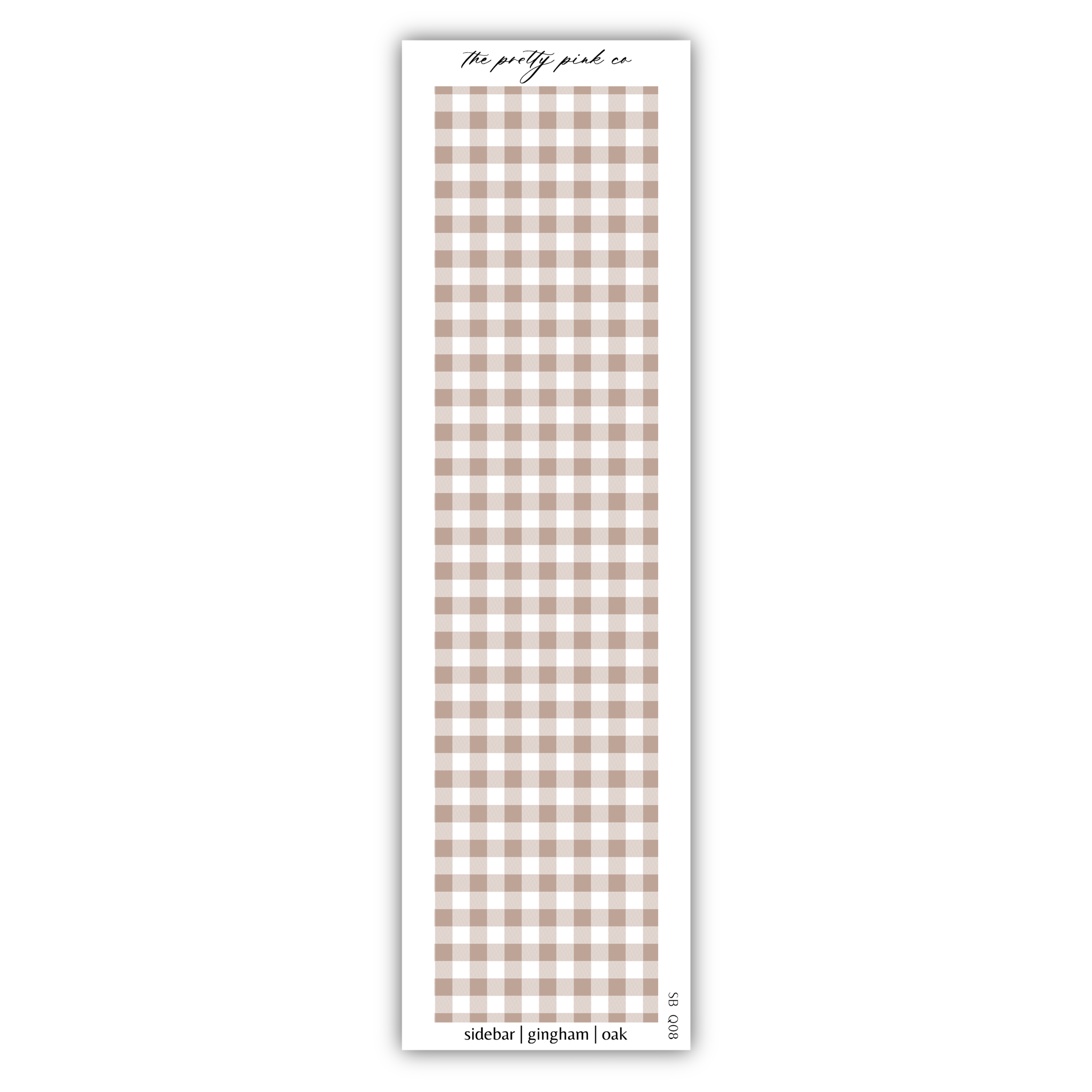 a brown and white checkered bookmark on a white background