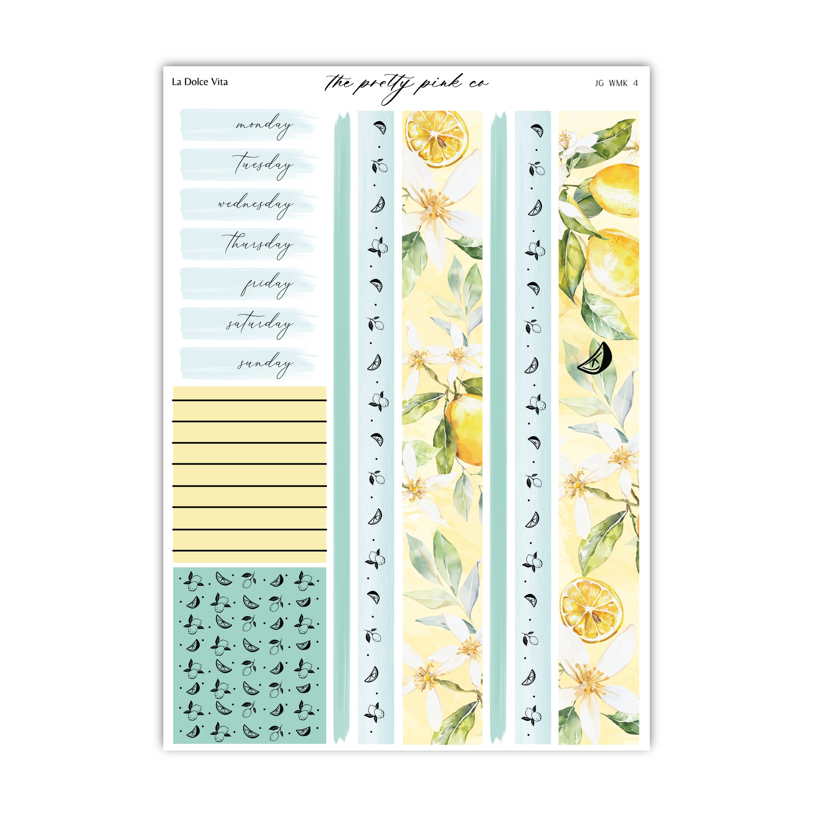 a sticker with lemons and leaves on it