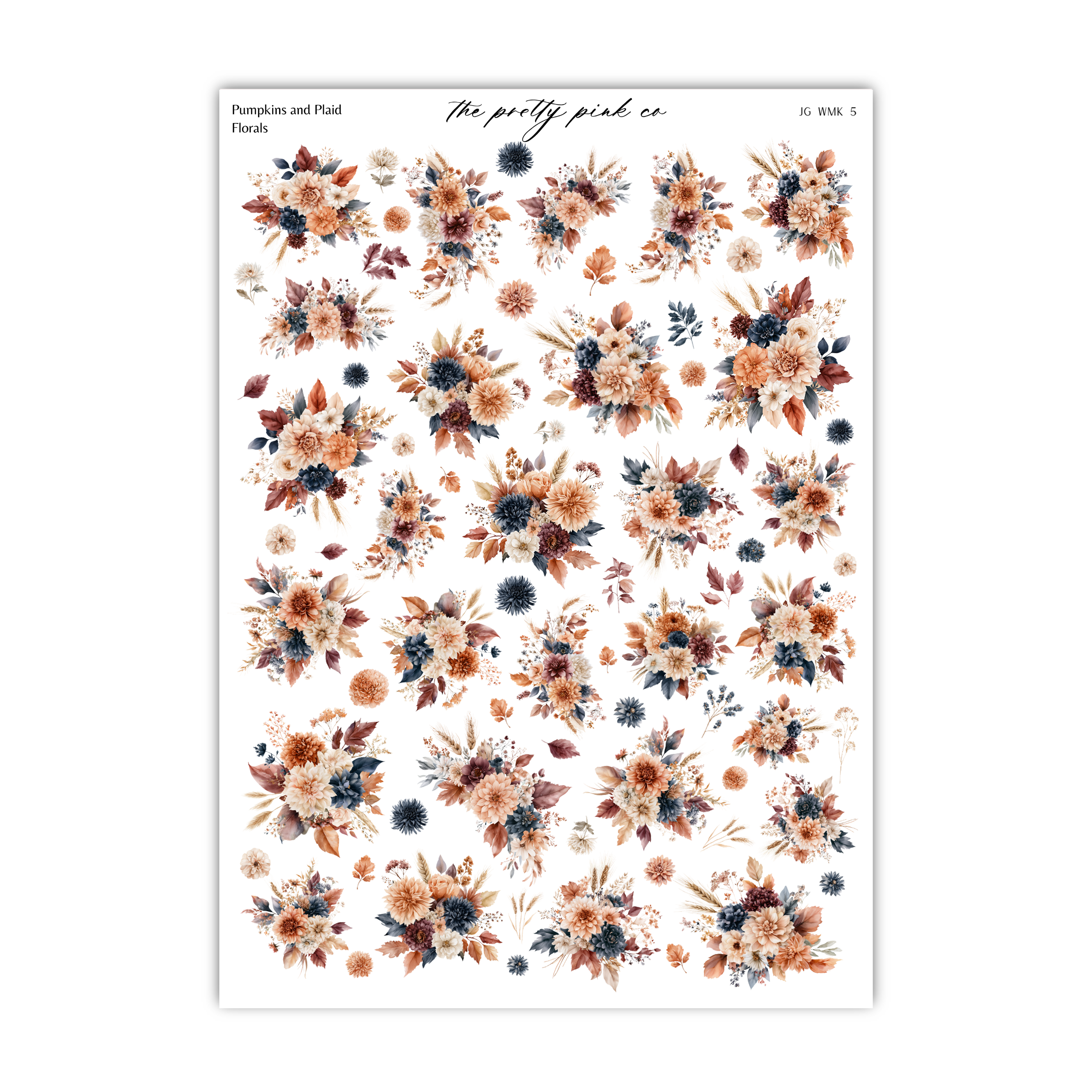 The image is a collage of various floral images, including pumpkins and plaid flowers, arranged in a grid-like pattern.