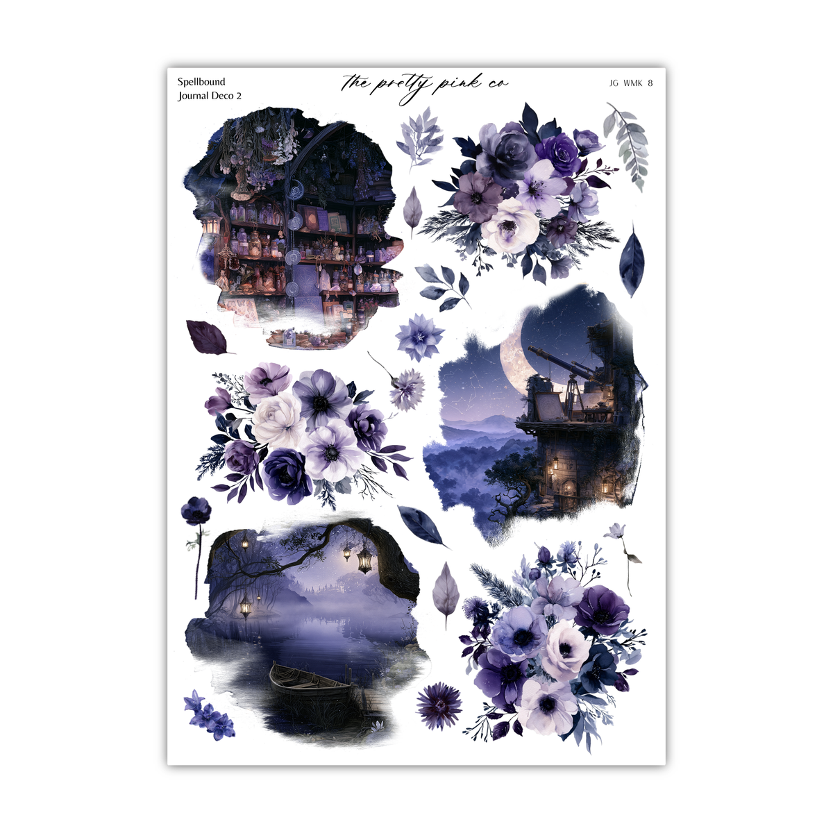 a collage of various artistic and nature-inspired images, including floral arrangements, a castle, a boat, and a night sky. The collage is visually appealing and showcases a diverse range of subjects and styles.