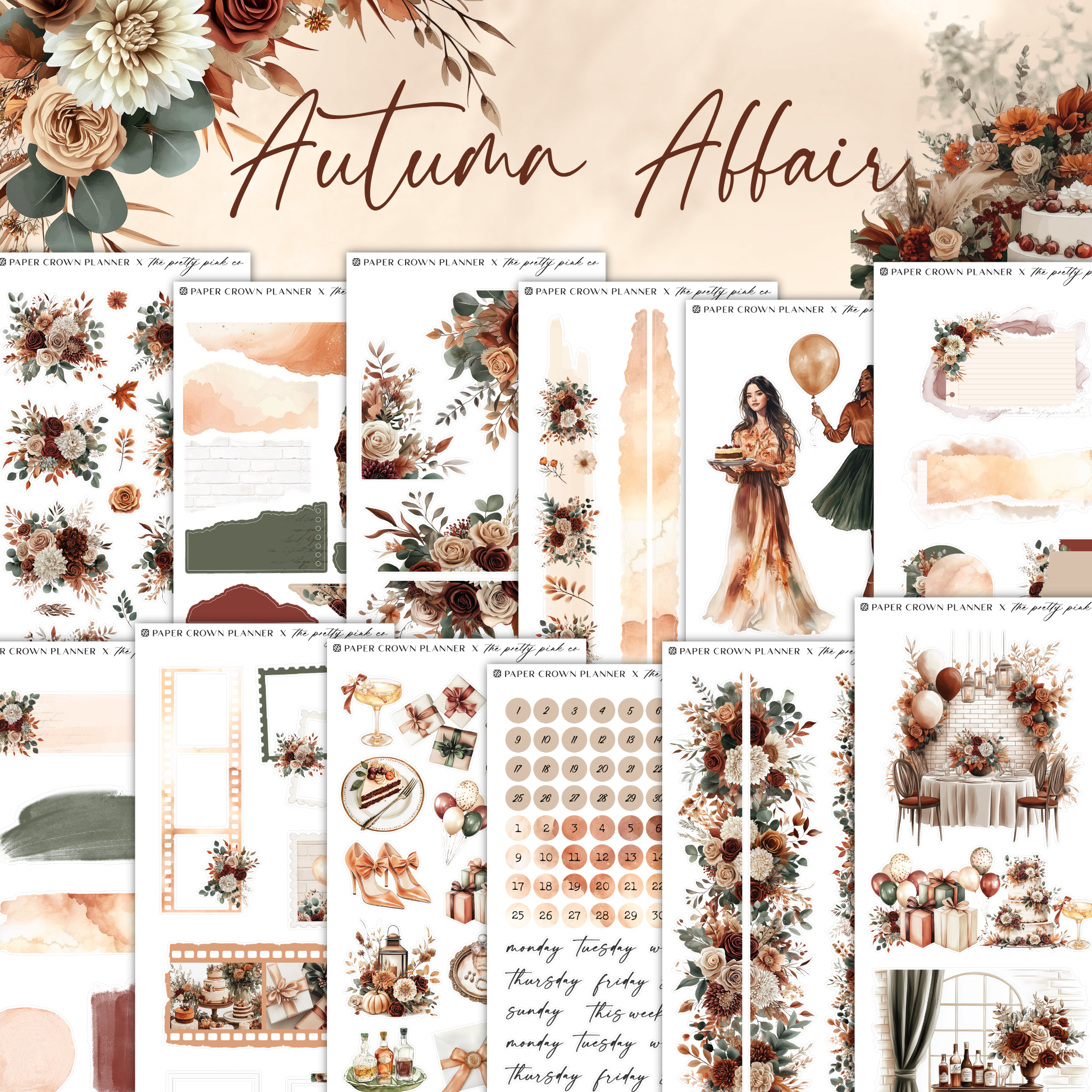 a collage of autumn florals and flowers