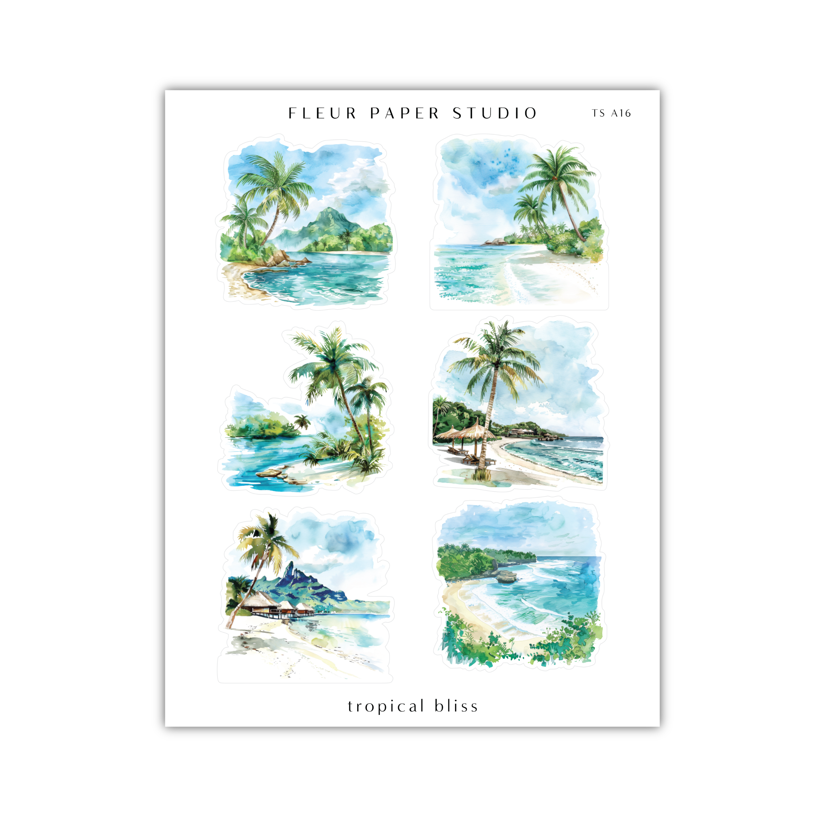 a watercolor painting of a tropical island