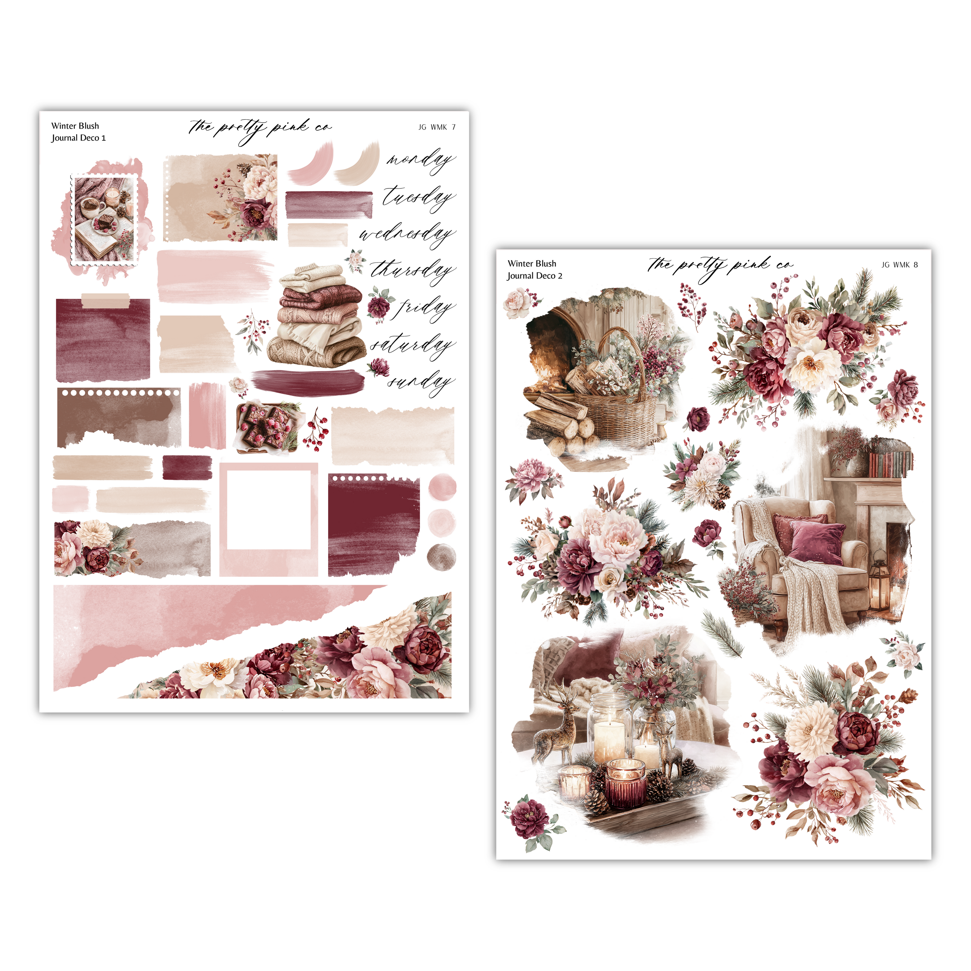 a collage of various floral and decorative elements, including flowers, candles, and other decorative items. The collage is arranged in two separate sections, with the left side featuring a more abstract and text-based design, and the right side showcasing a more detailed and realistic depiction of floral and decorative elements.