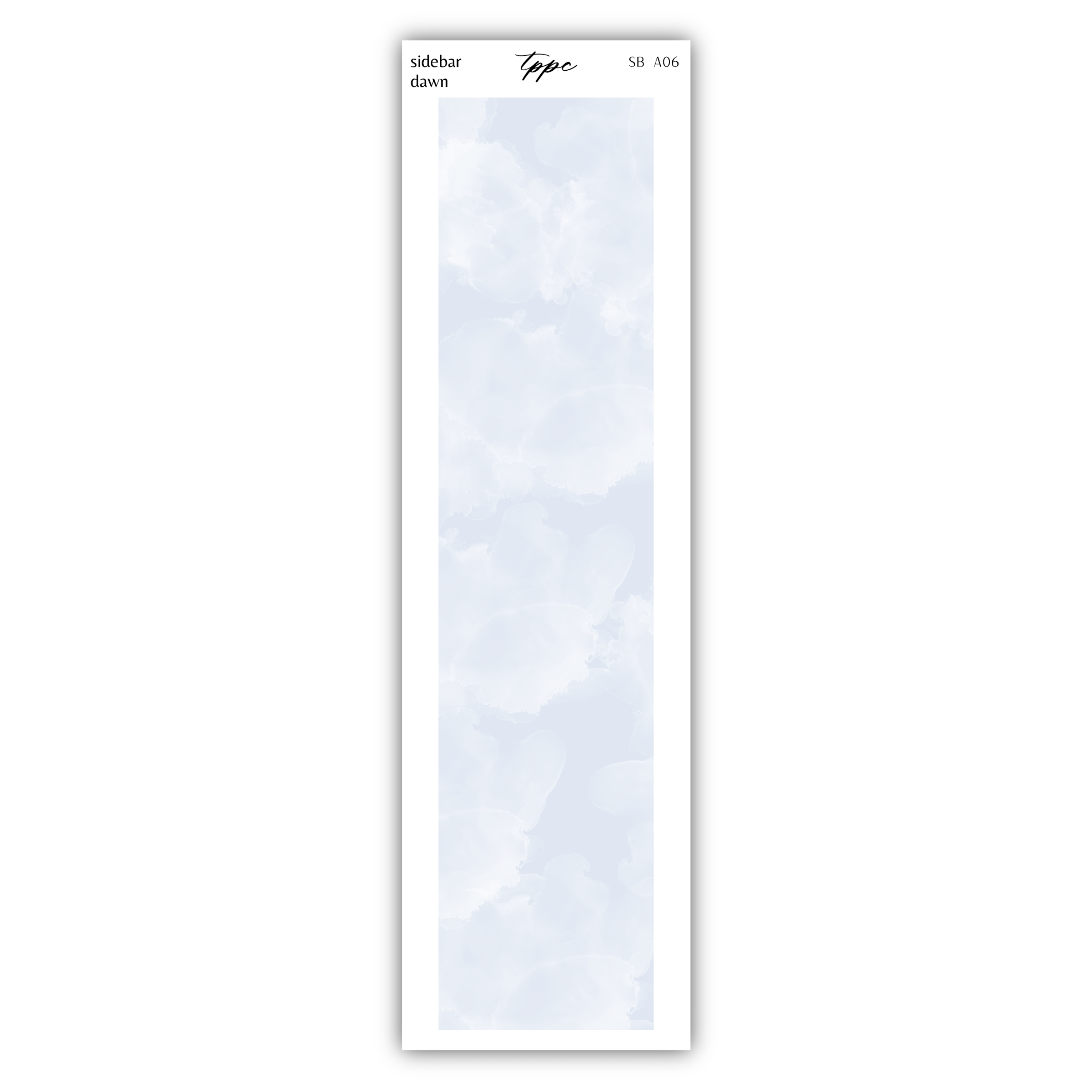 a white bookmark with a sky background