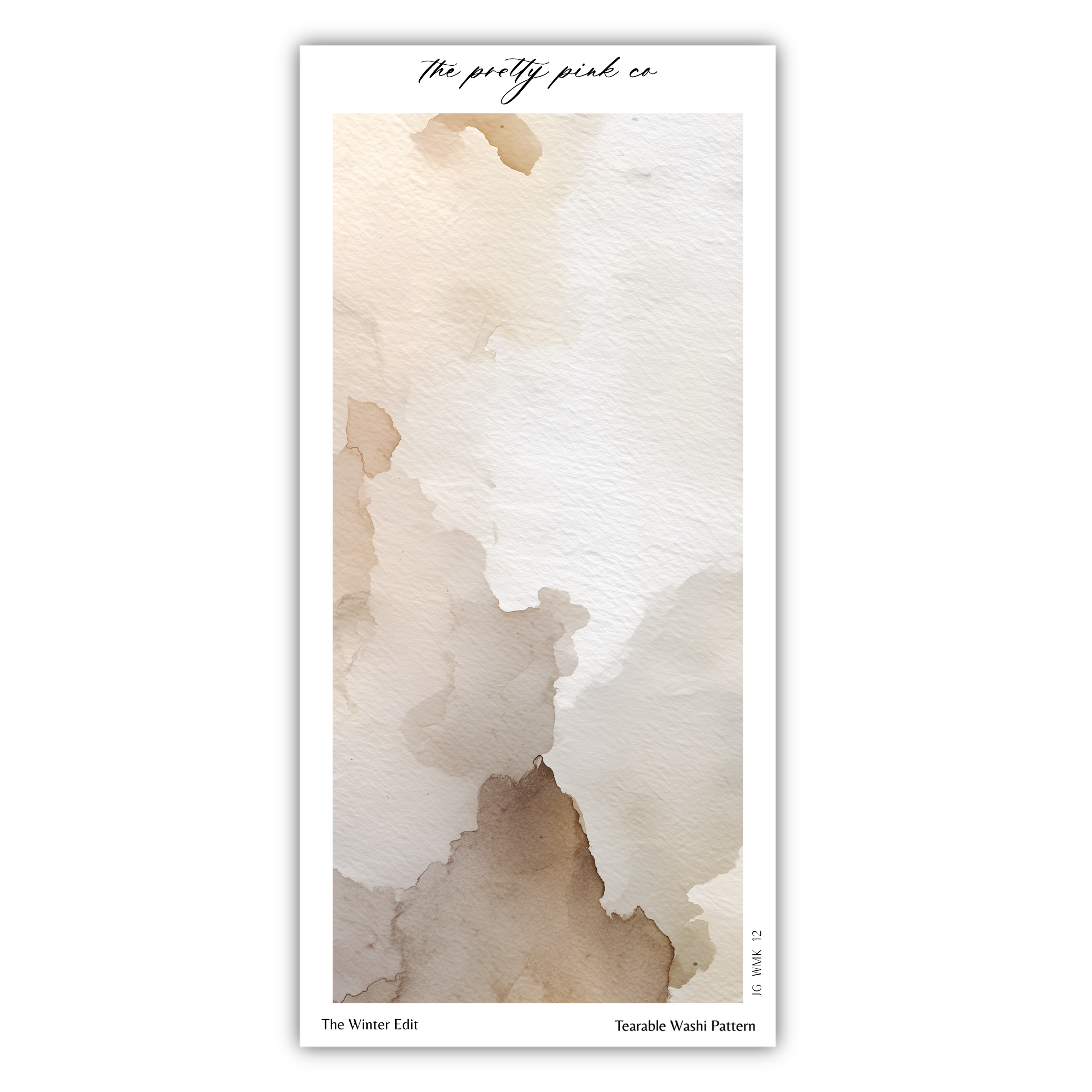 The image is a watercolor painting with a textured, abstract pattern of light and dark brown tones.