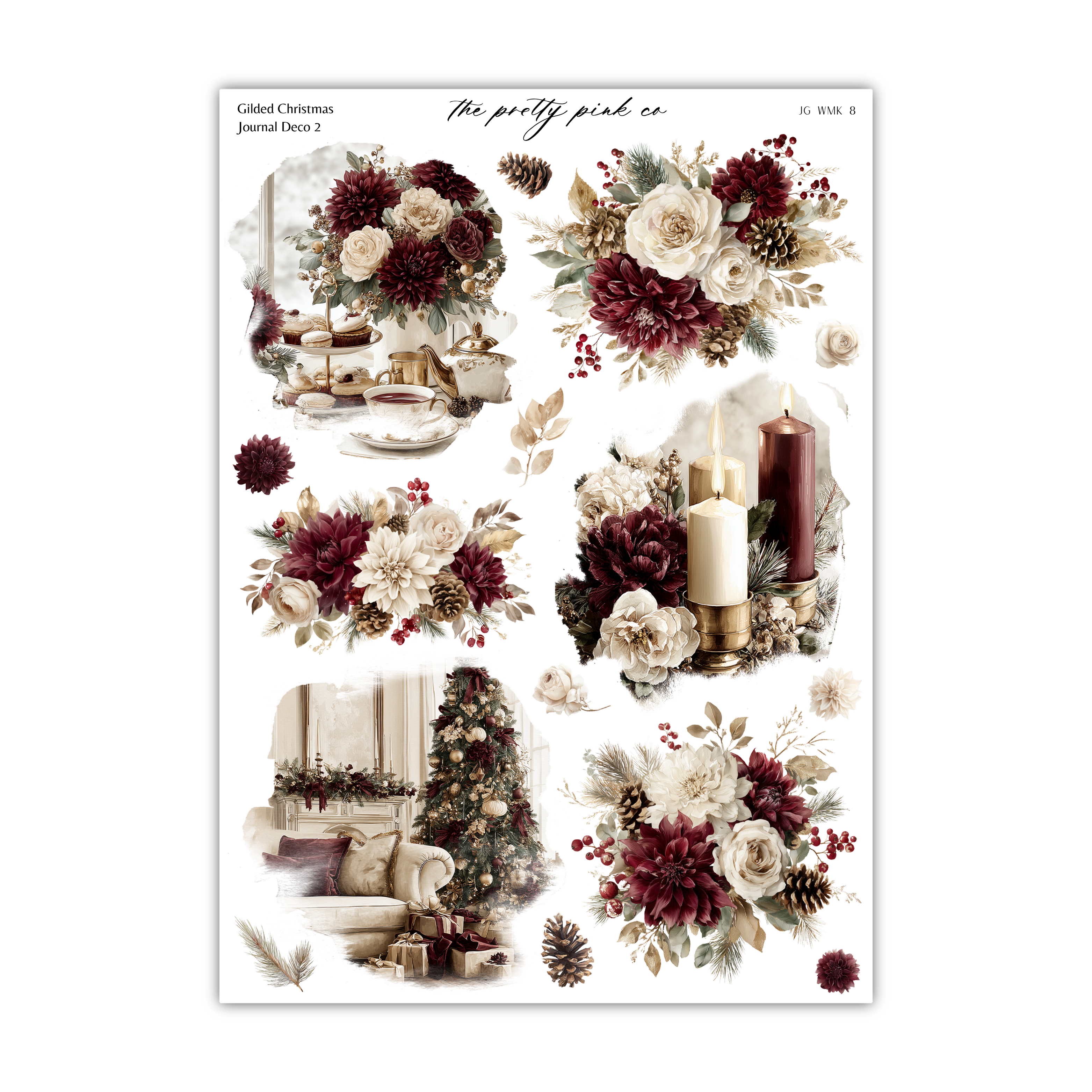 The image is a collage of various floral arrangements and decorative elements, including flowers, candles, and other holiday-themed items.