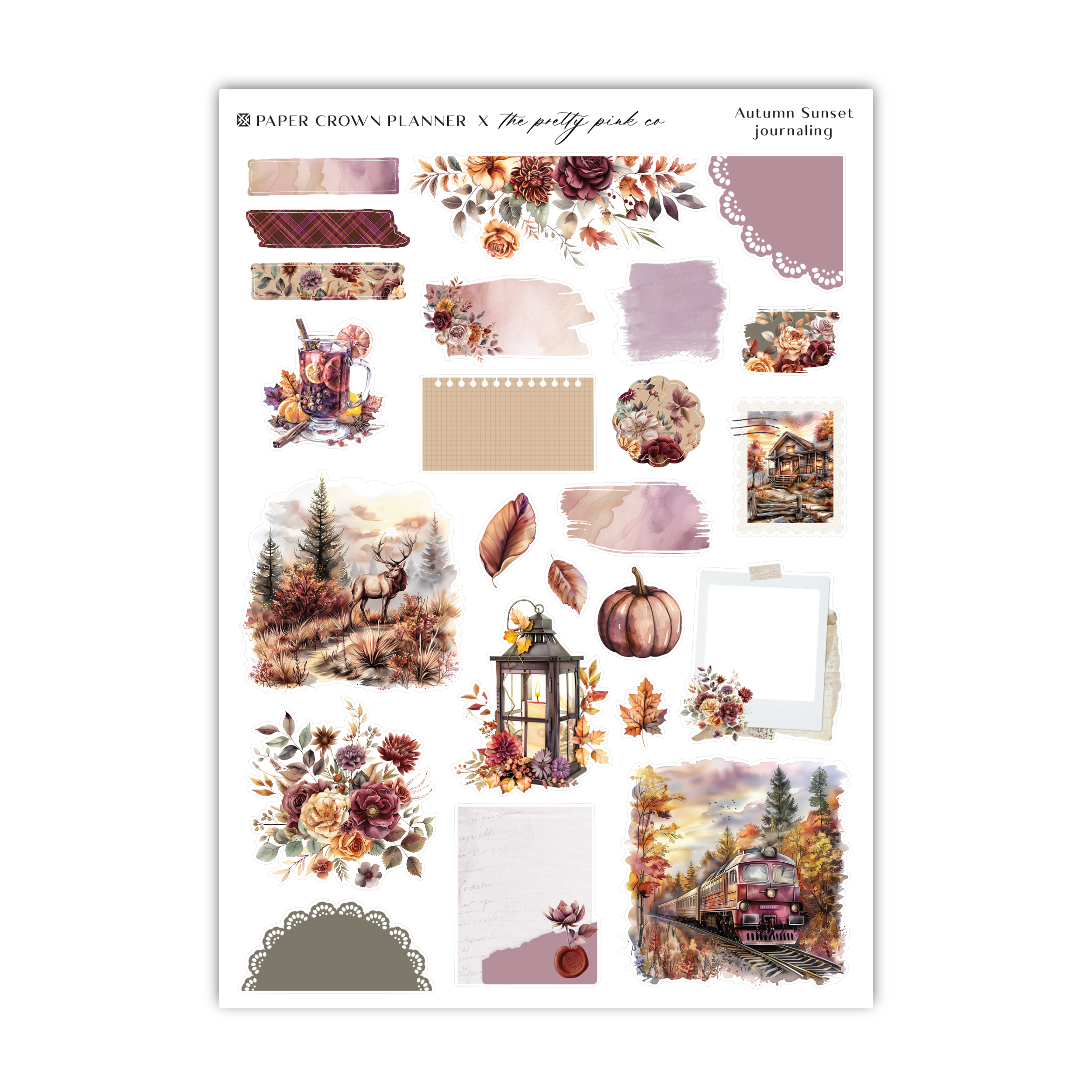 a sticker sheet with autumn scenes