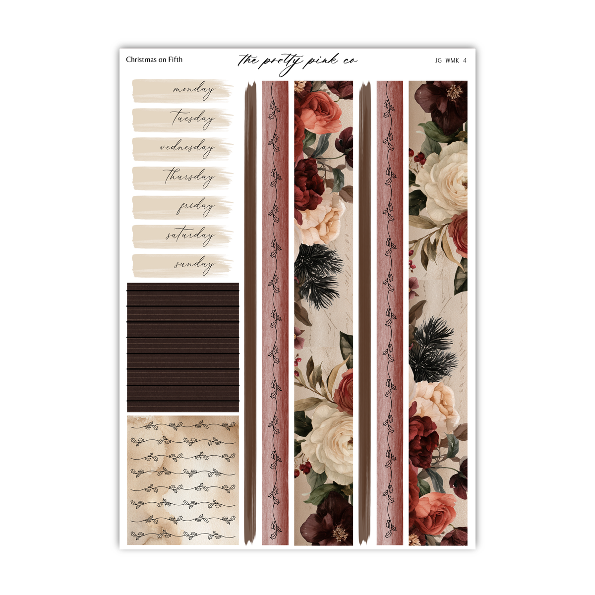 The image is a collage of various elements, including a floral pattern, a brown and white striped pattern, and a textured background. The collage appears to be a collection of different images or elements, rather than a single, continuous scene.