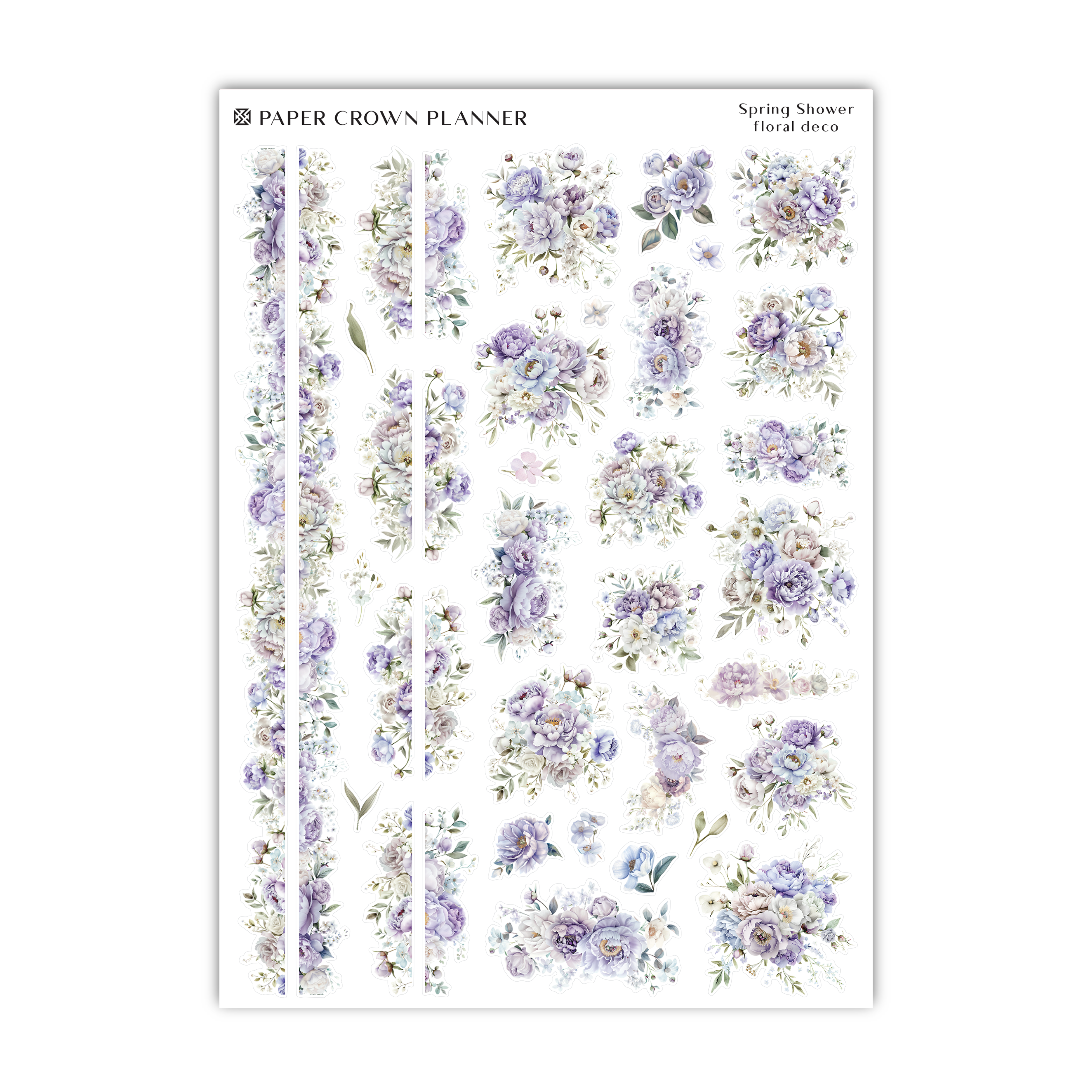 a sheet of paper with purple flowers on it