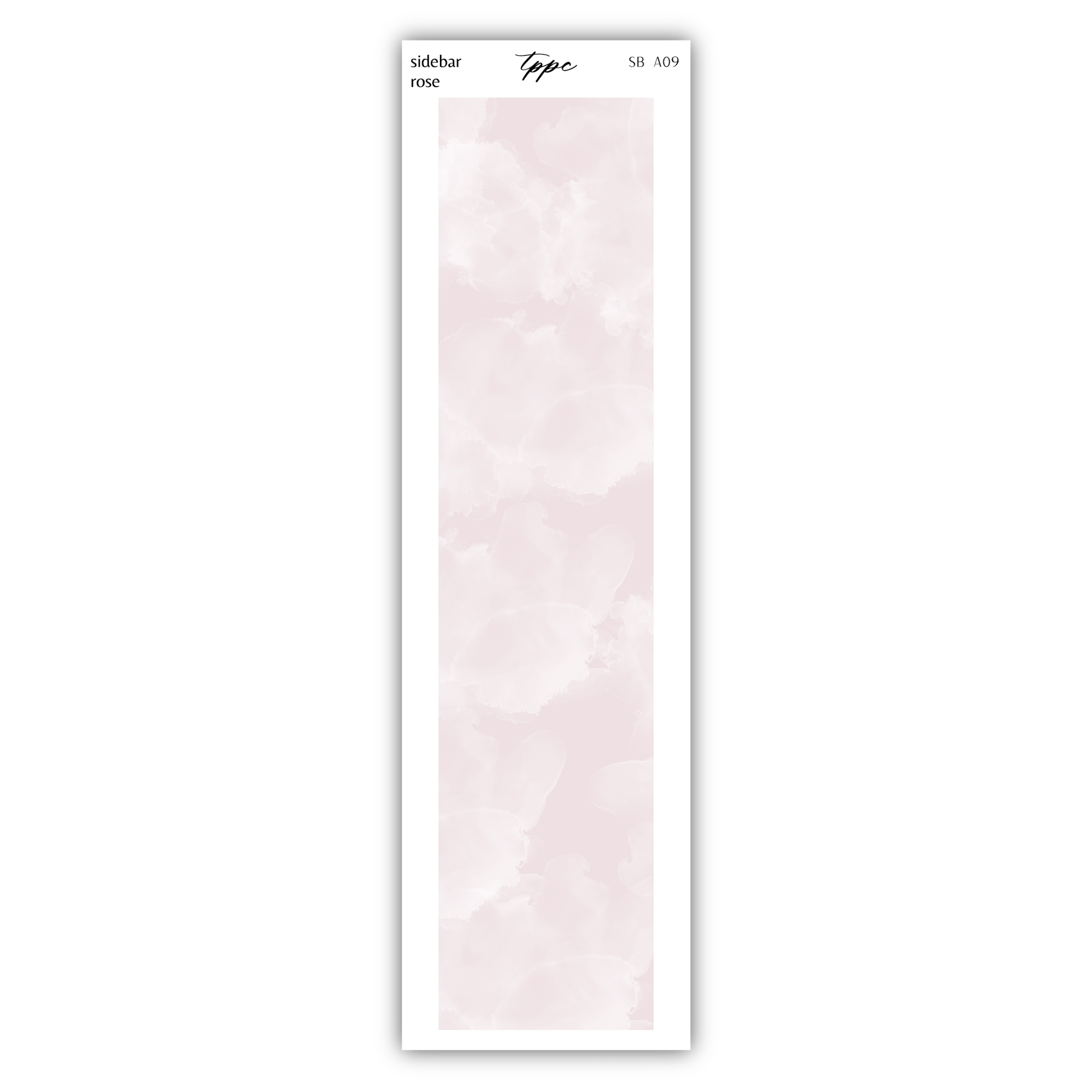 a white bookmark with a pink watercolor design