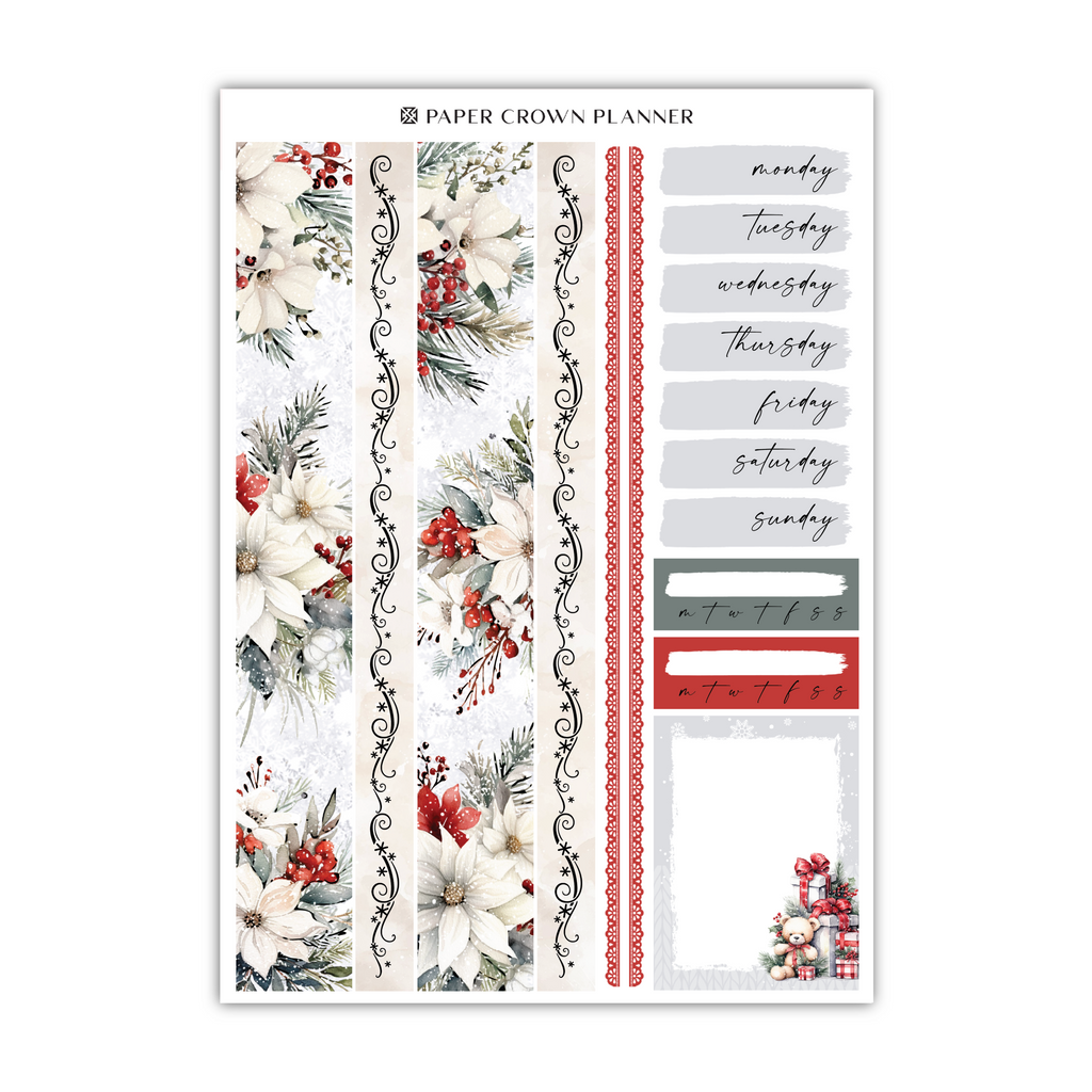 a planner sticker with a floral pattern on it