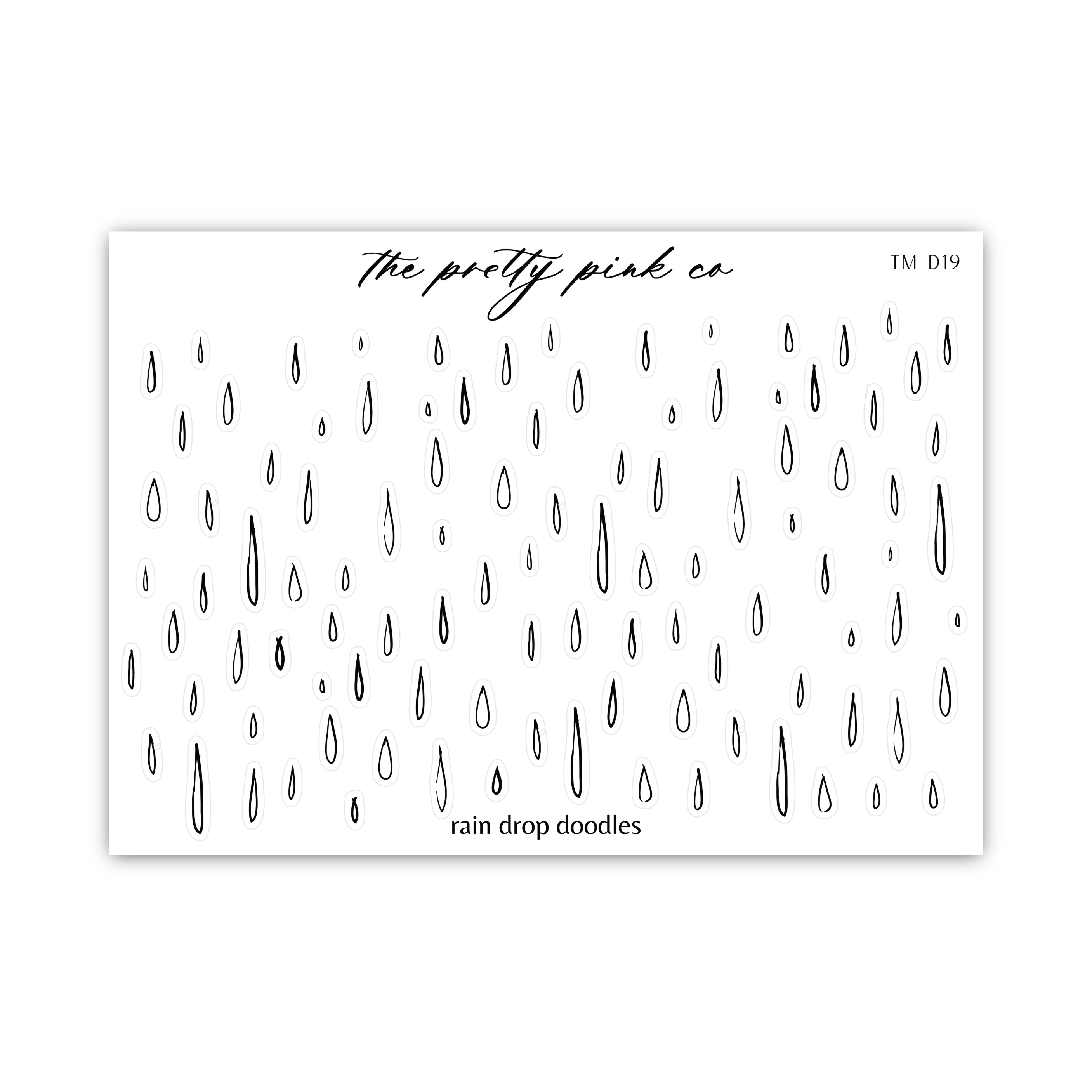 a black and white drawing of rain drops