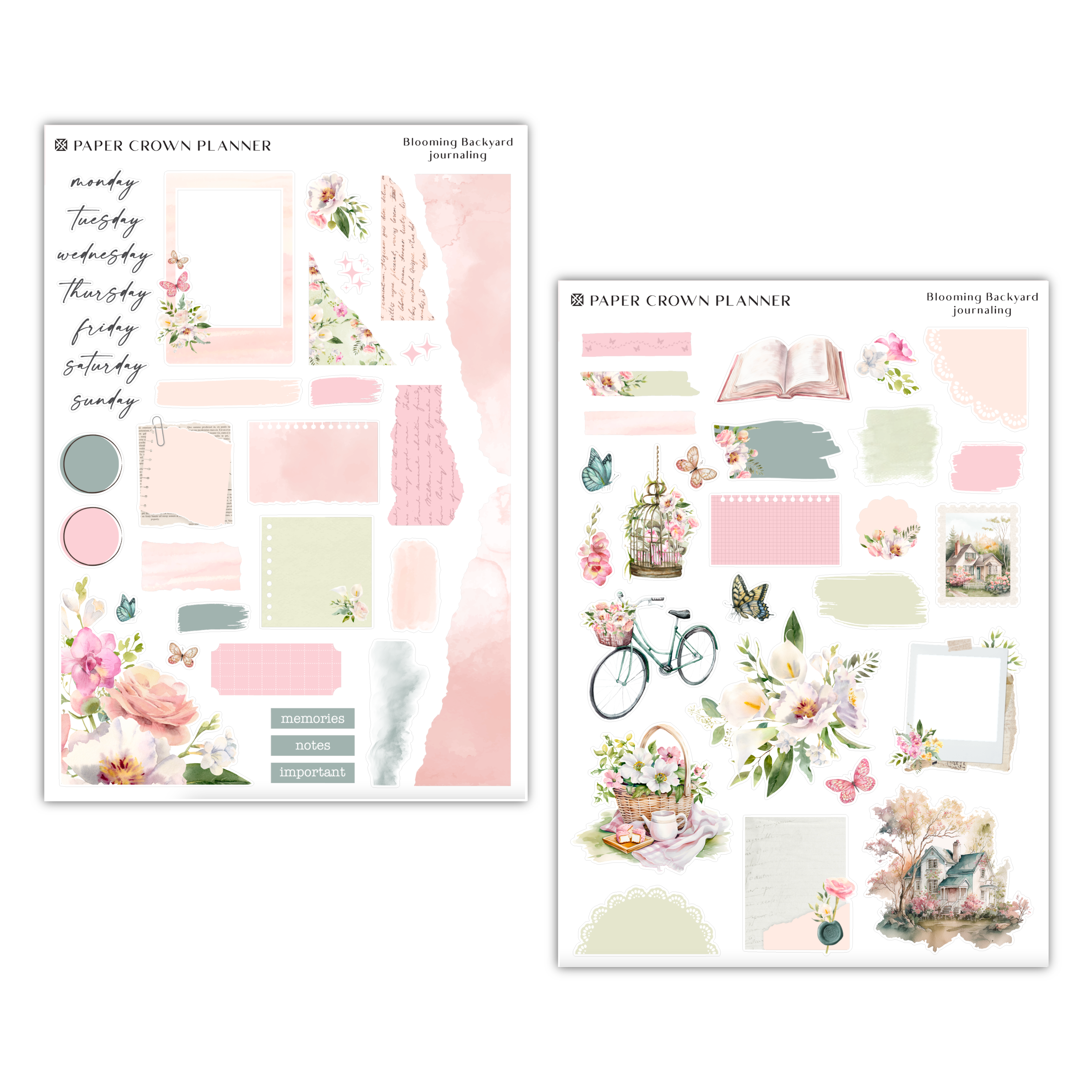 a pink and green planner sticker and a pink and green planner sticker