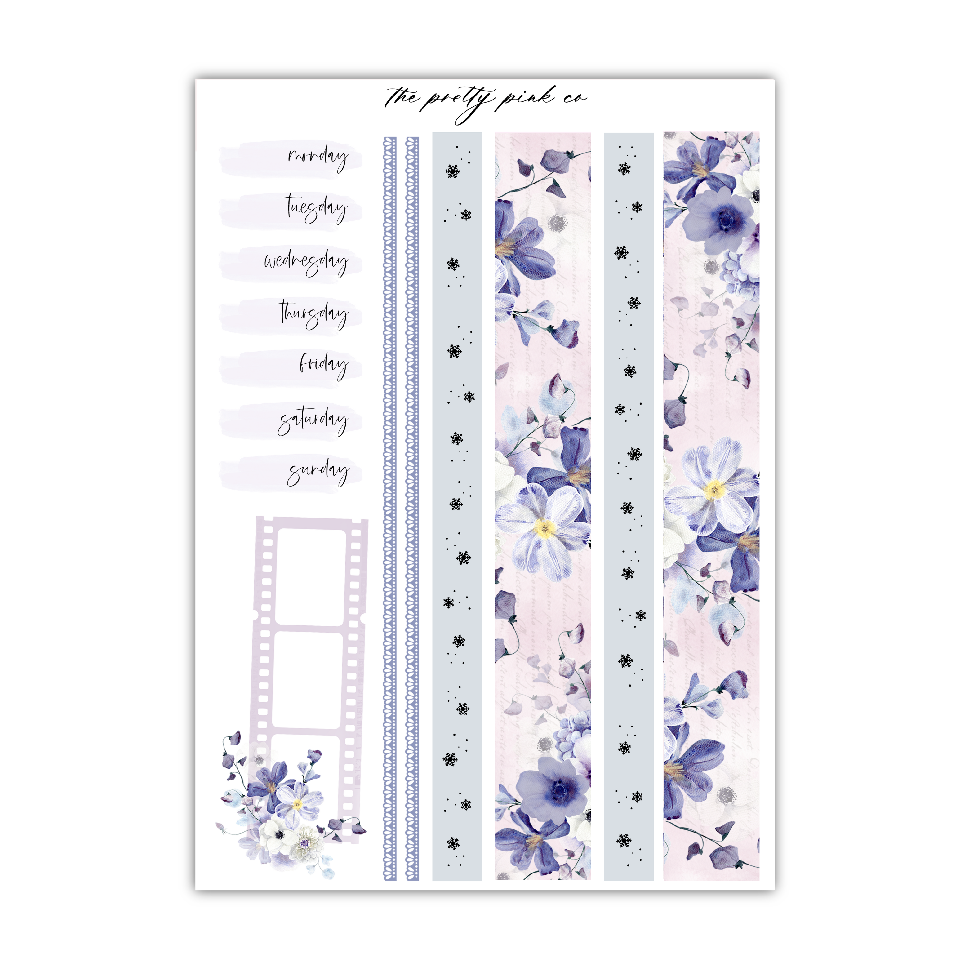 a sticker with flowers and film strips