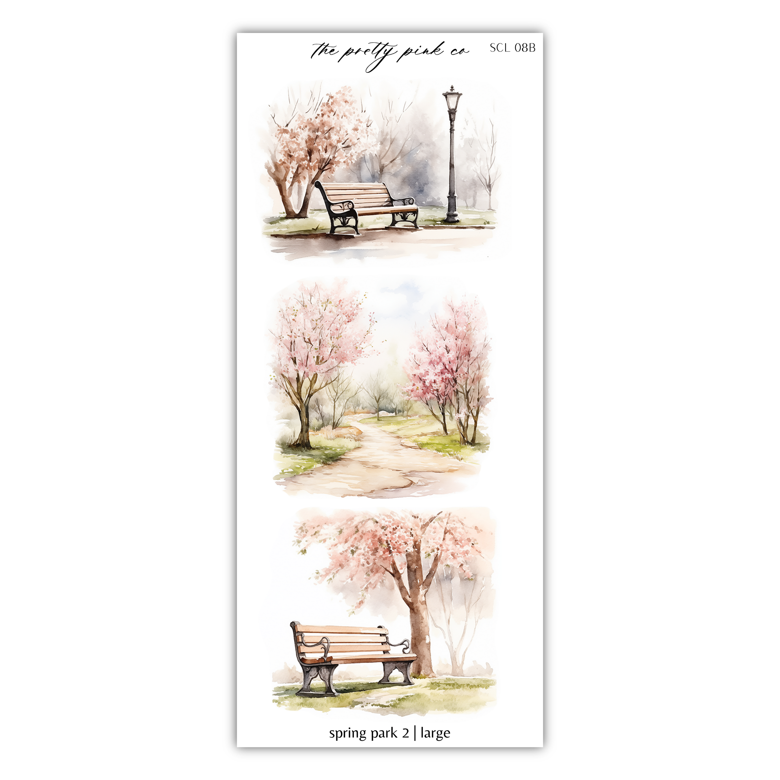 a watercolor painting of a park bench and trees