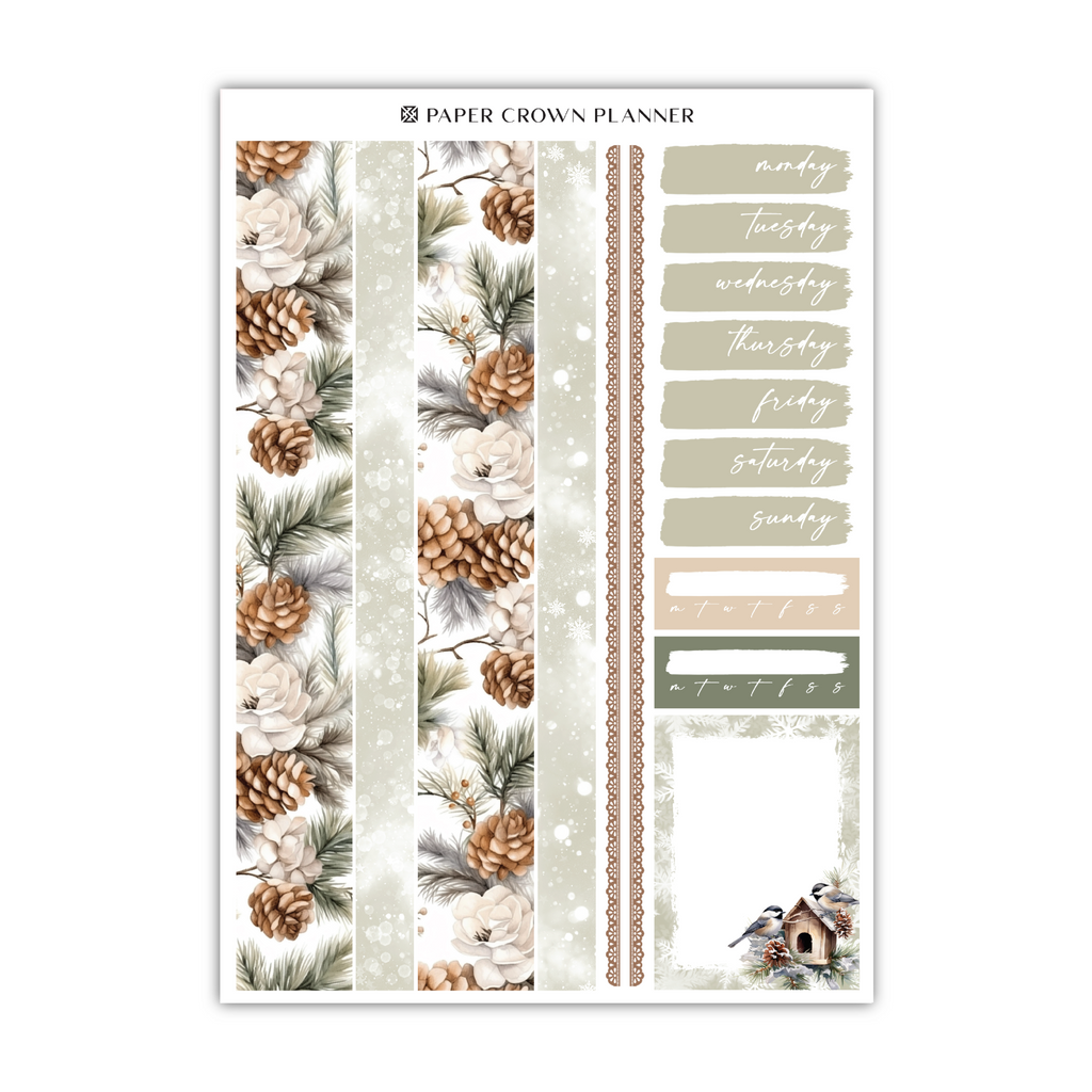 a sticker sheet with pine cones and pine cones on it
