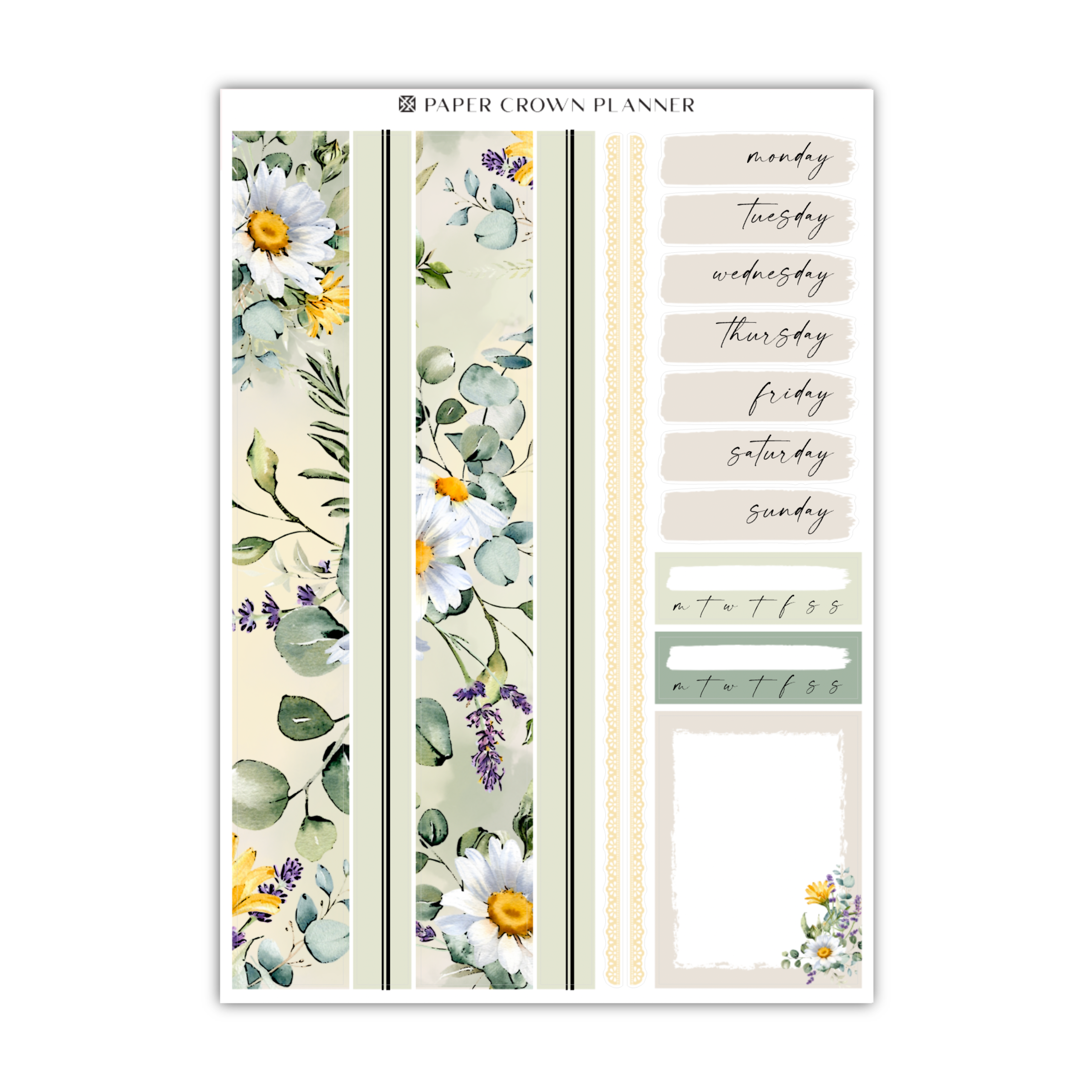 a sticker sheet with flowers and leaves on it