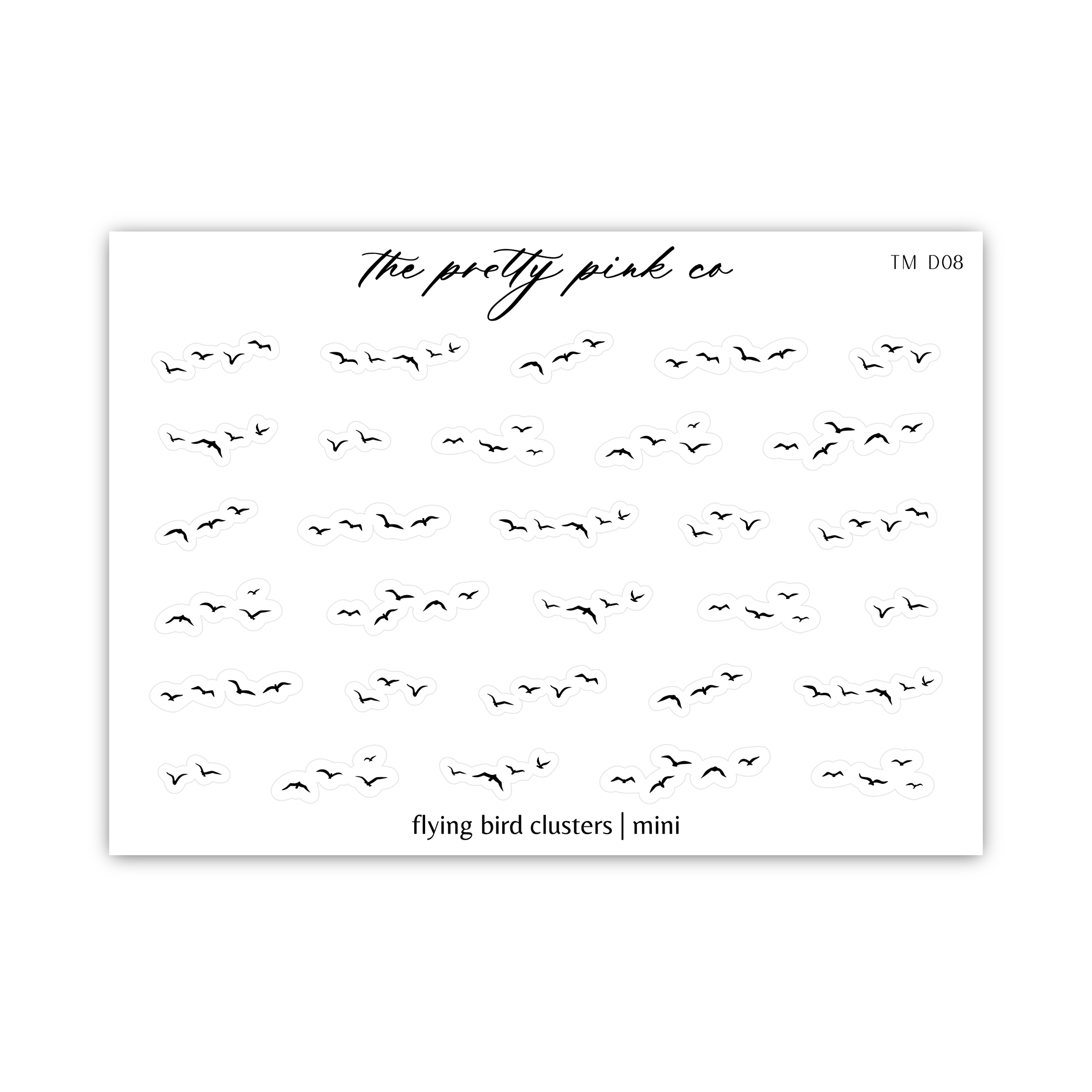a postcard with a flock of birds flying in the sky