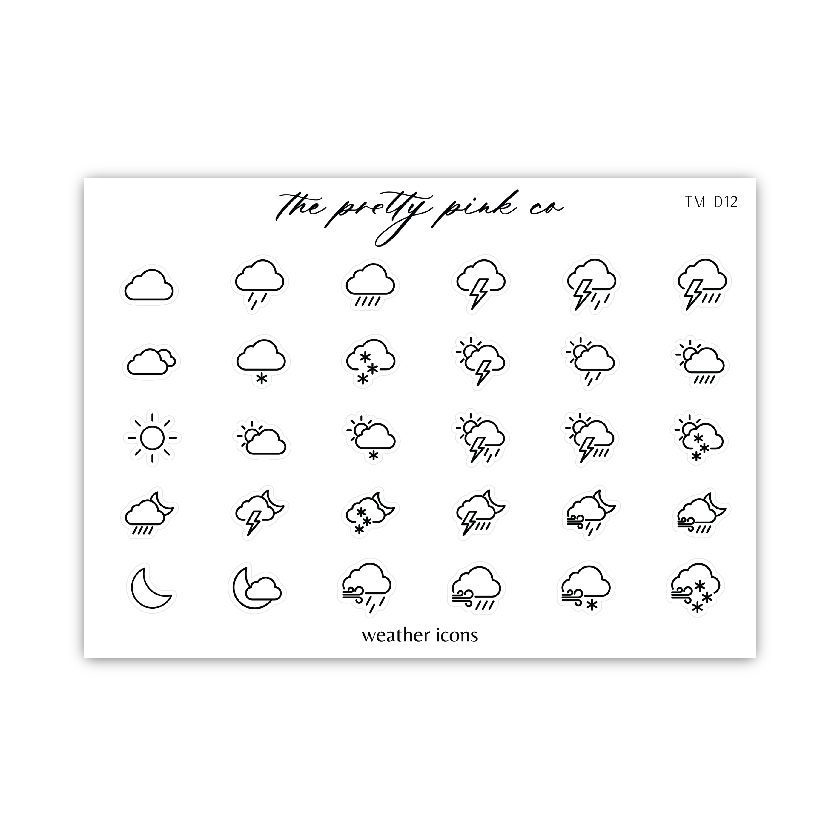 a sticker of weather icons on a white background