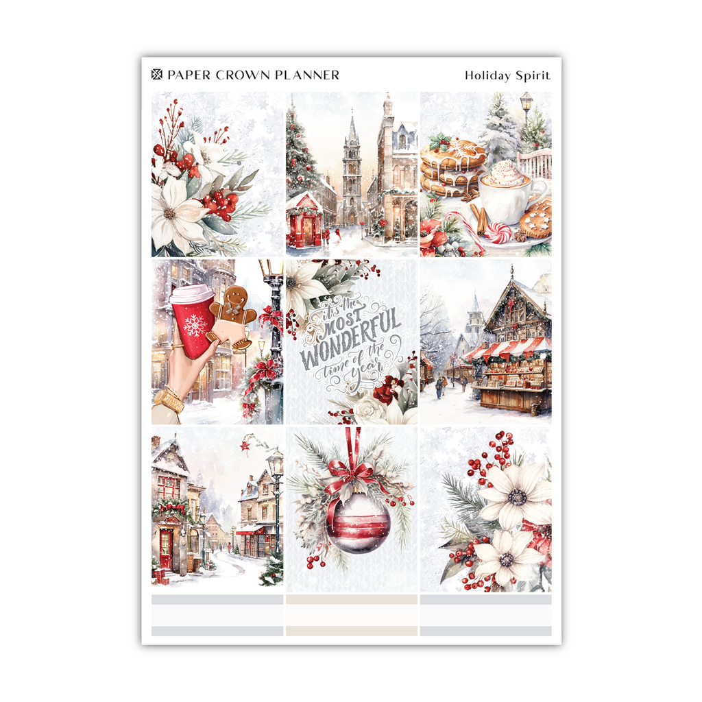 a paper crown planner sticker featuring christmas scenes