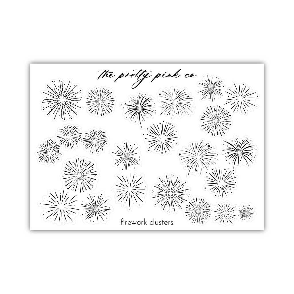 a black and white photo of fireworks on a white background