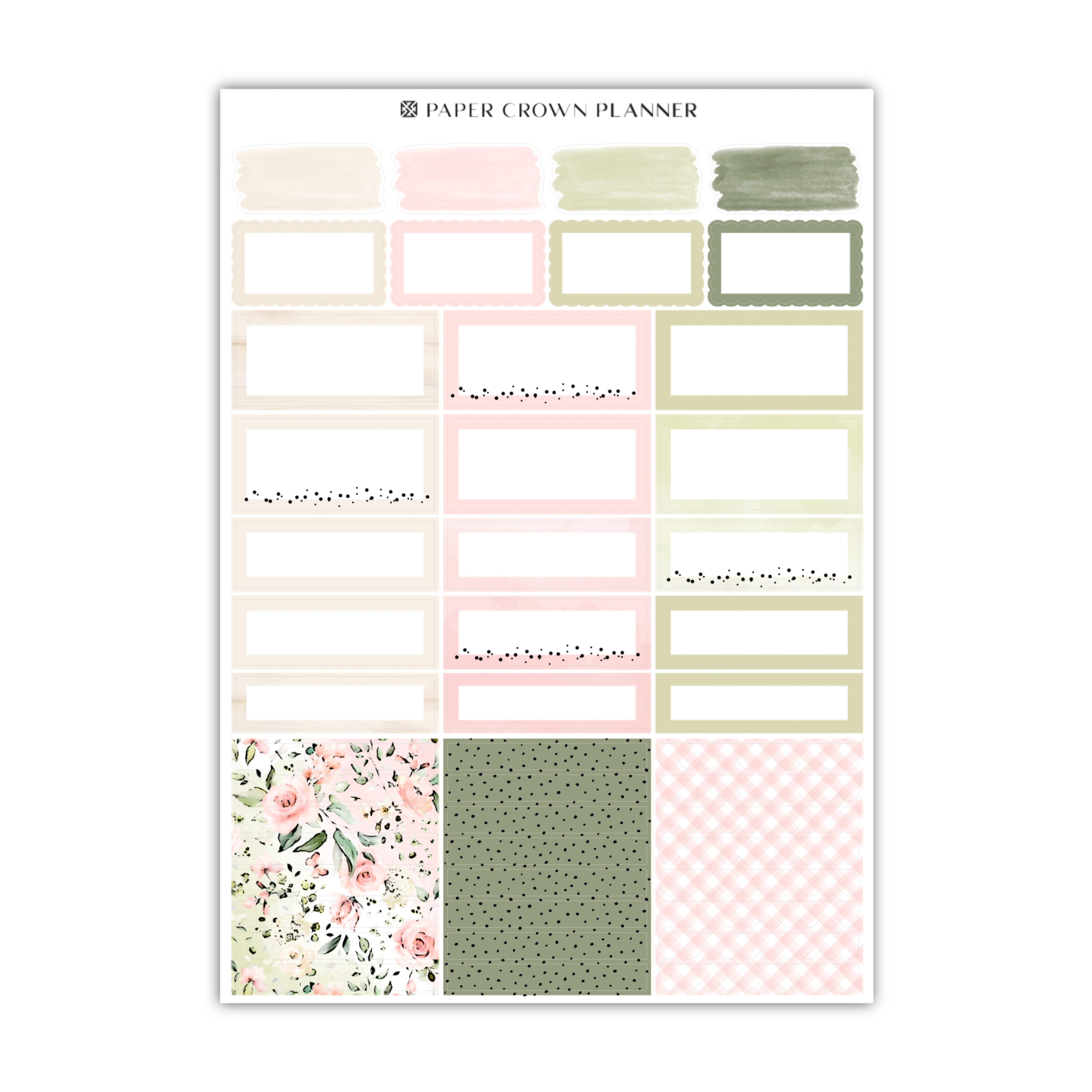 a pink and green planner sticker sheet