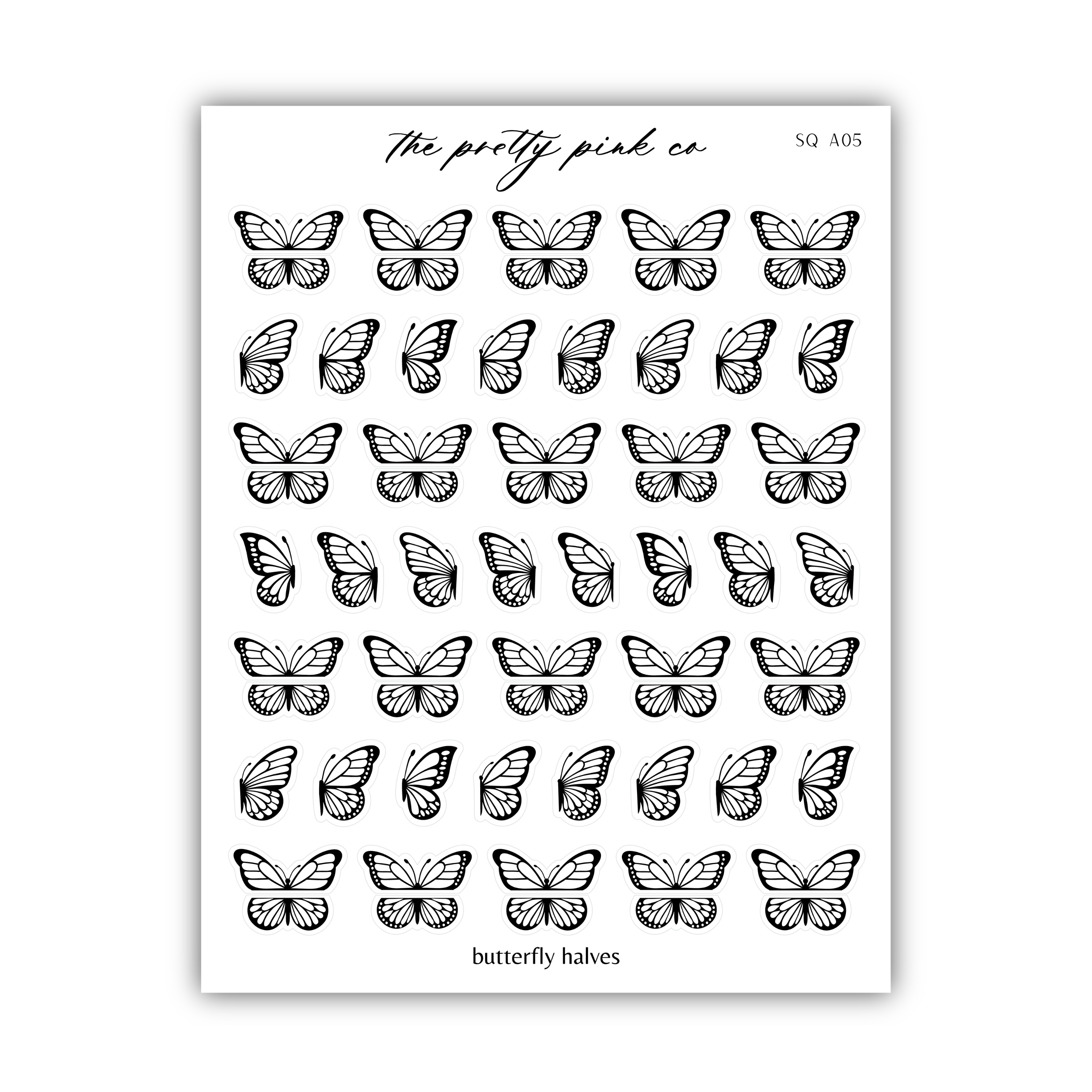 a sheet of butterflies on a white background