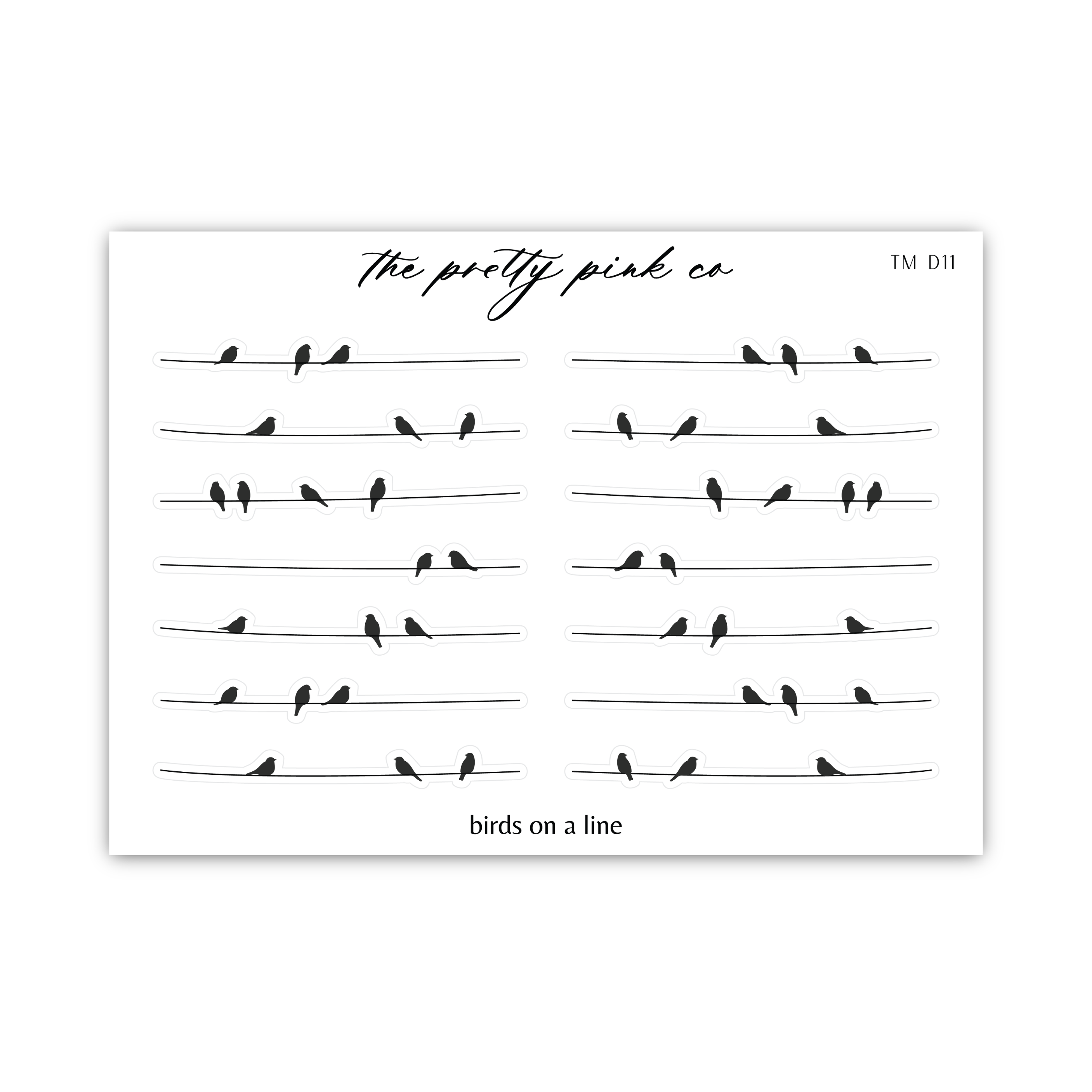 a handwritten note with birds on a line