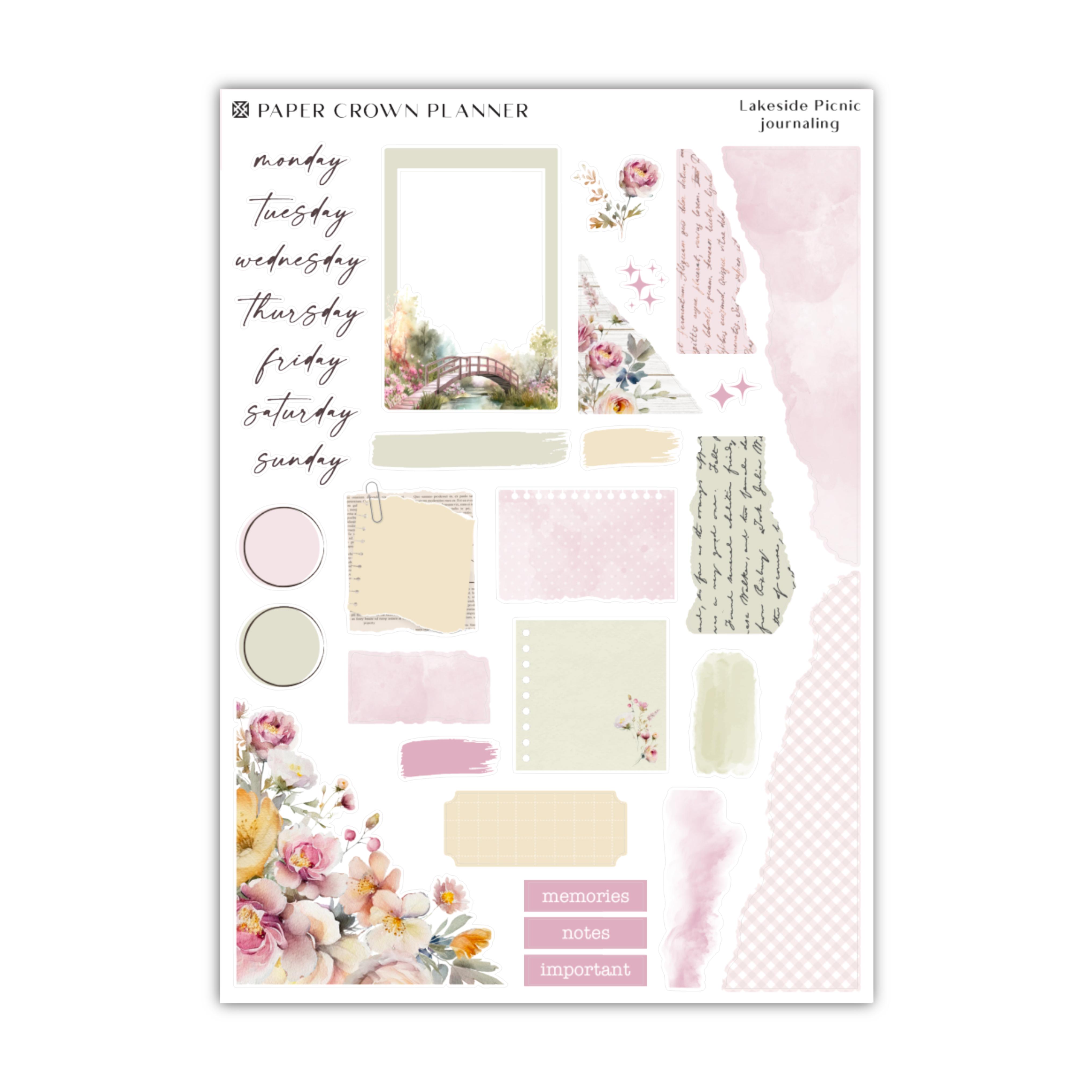 the paper crown planner stickers are pink and white