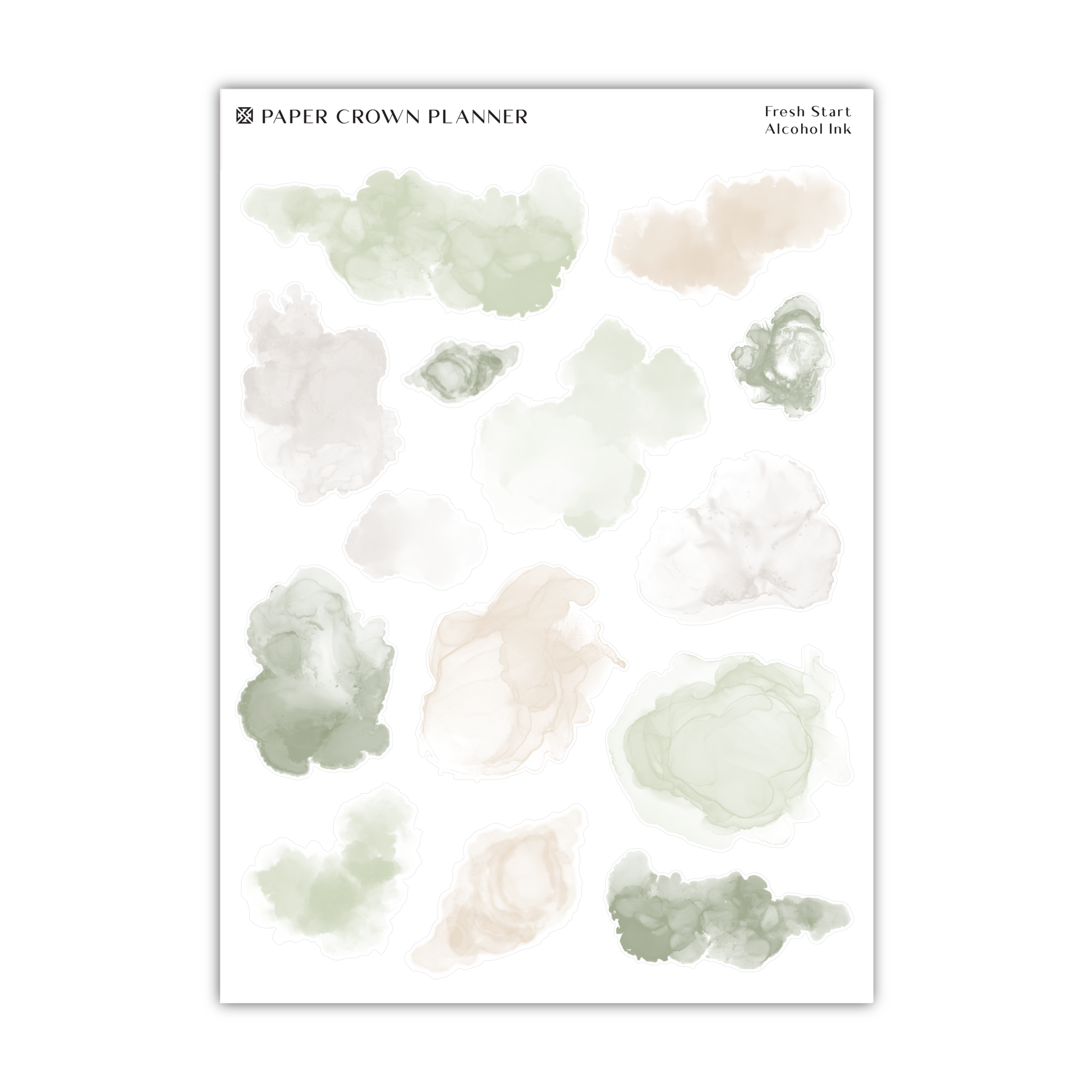 a sheet of watercolor paint with the words paper crown planner