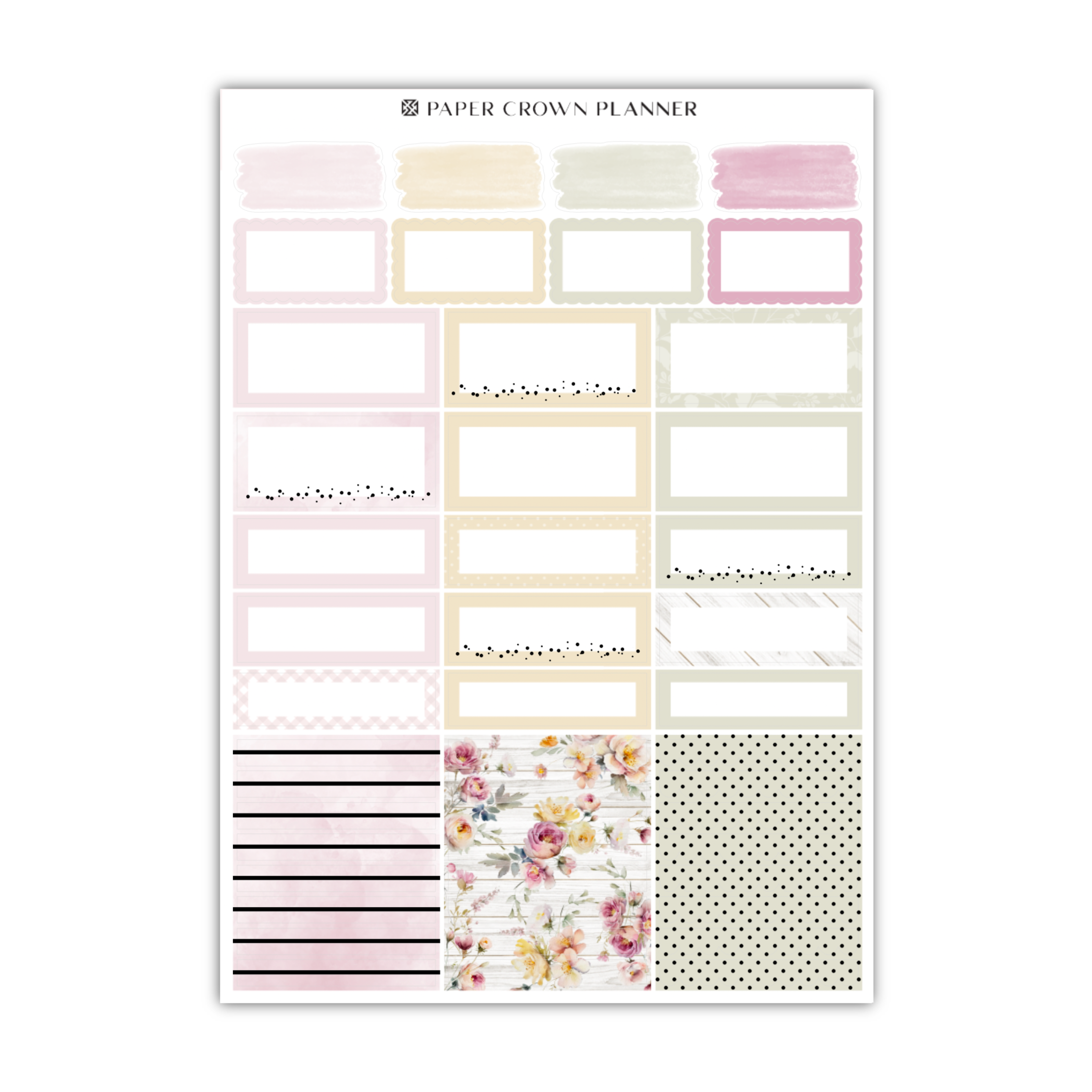 a pink and white planner sticker sheet