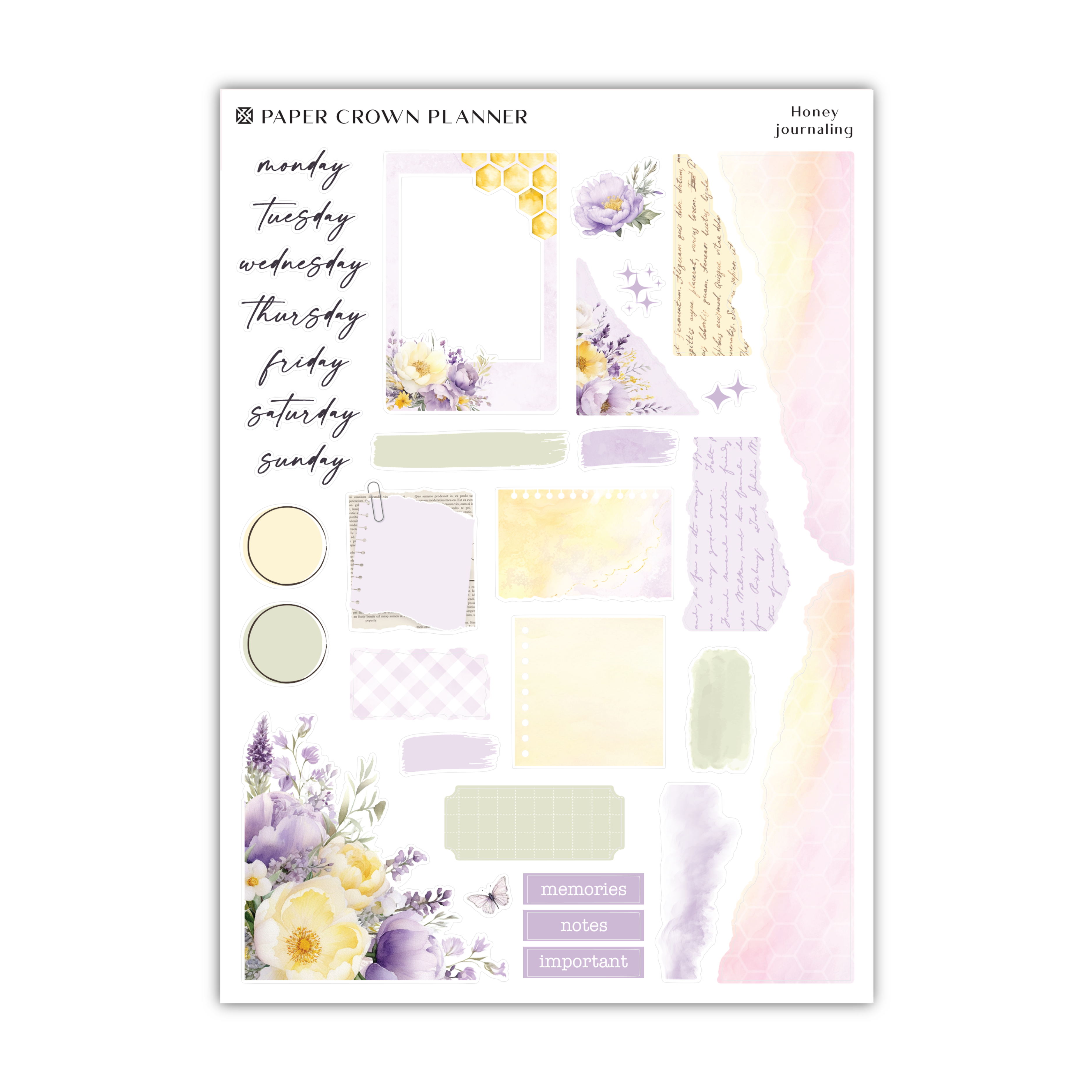 a paper crown planner with flowers and pastel colors