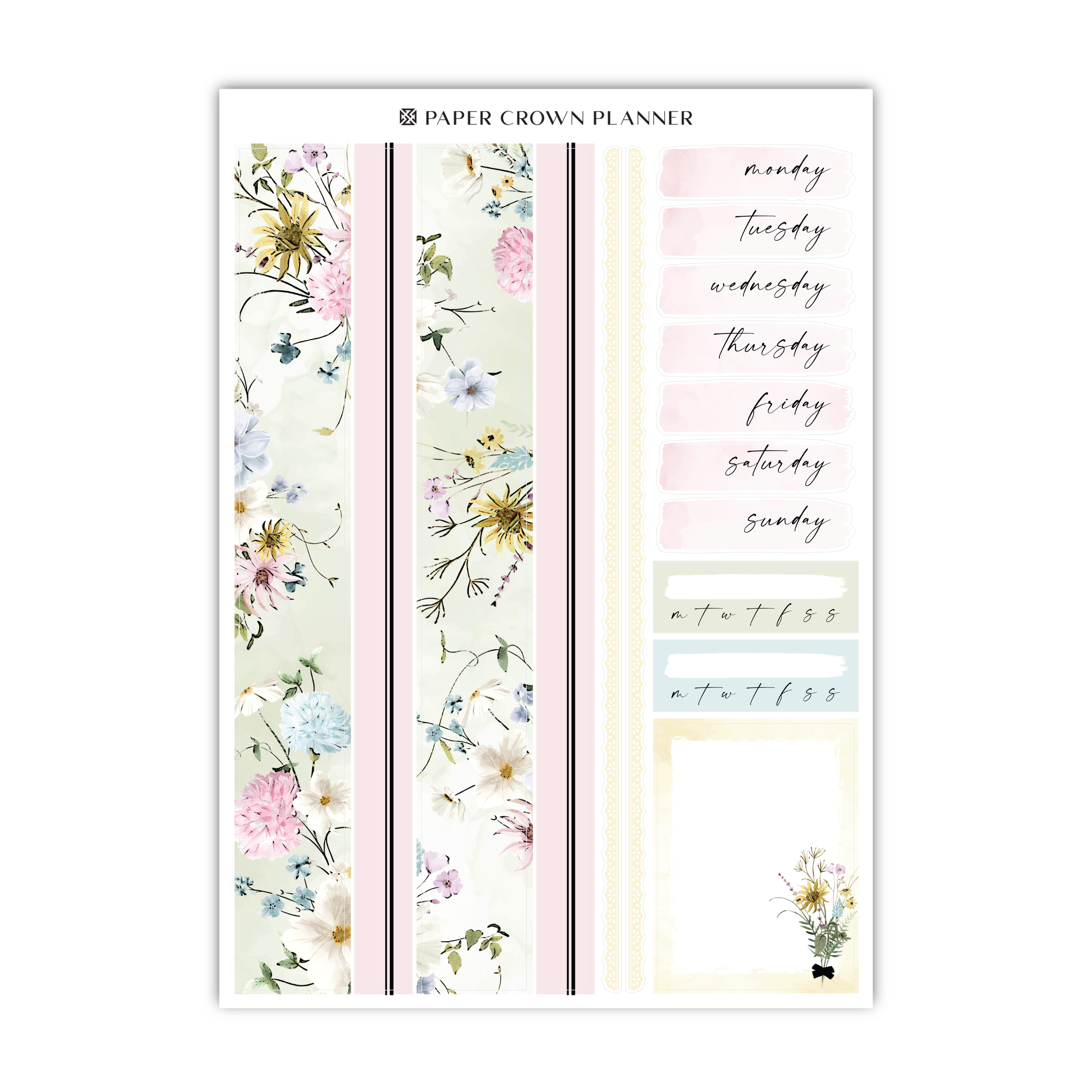 a planner sticker with flowers on it