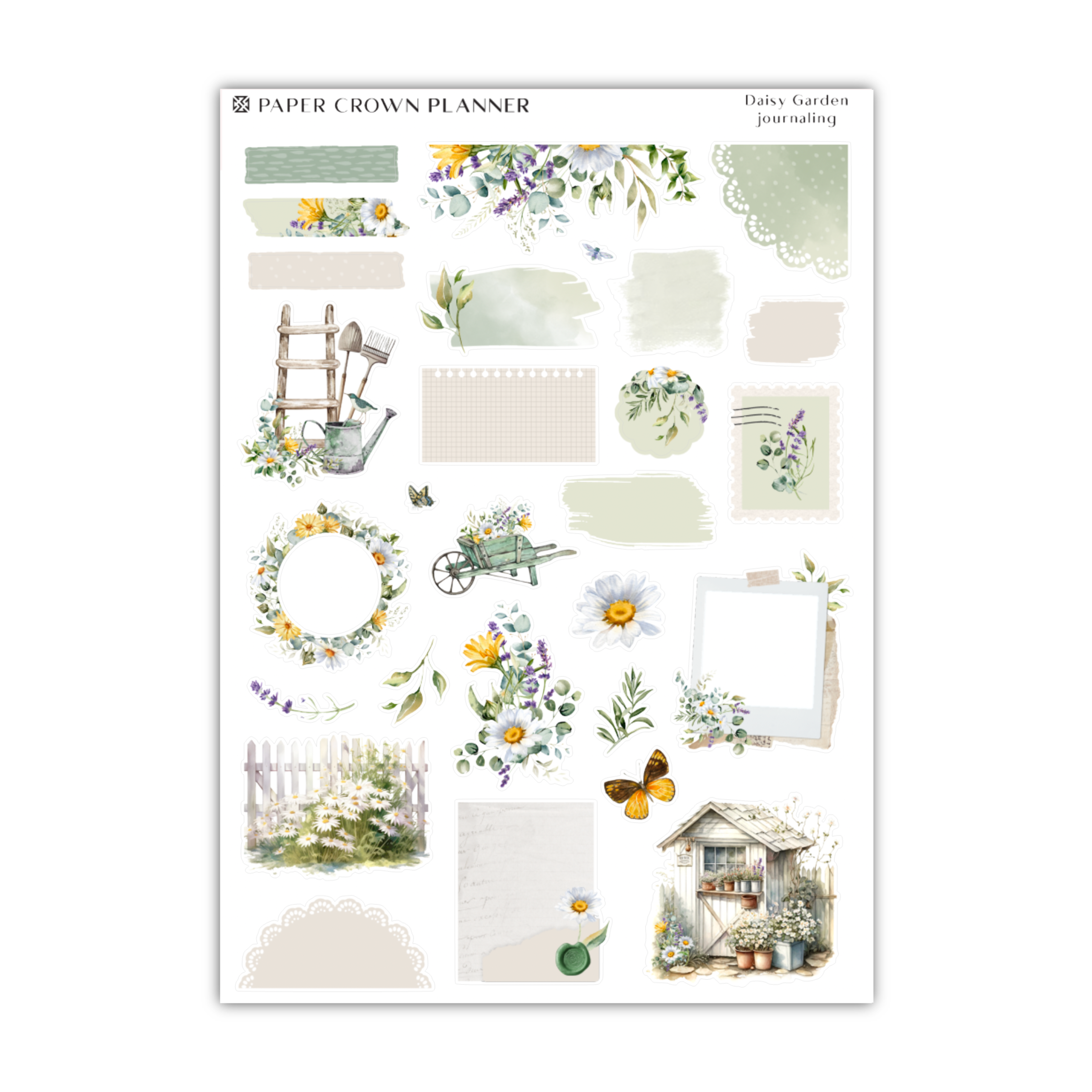 a sticker sheet with flowers and pictures on it