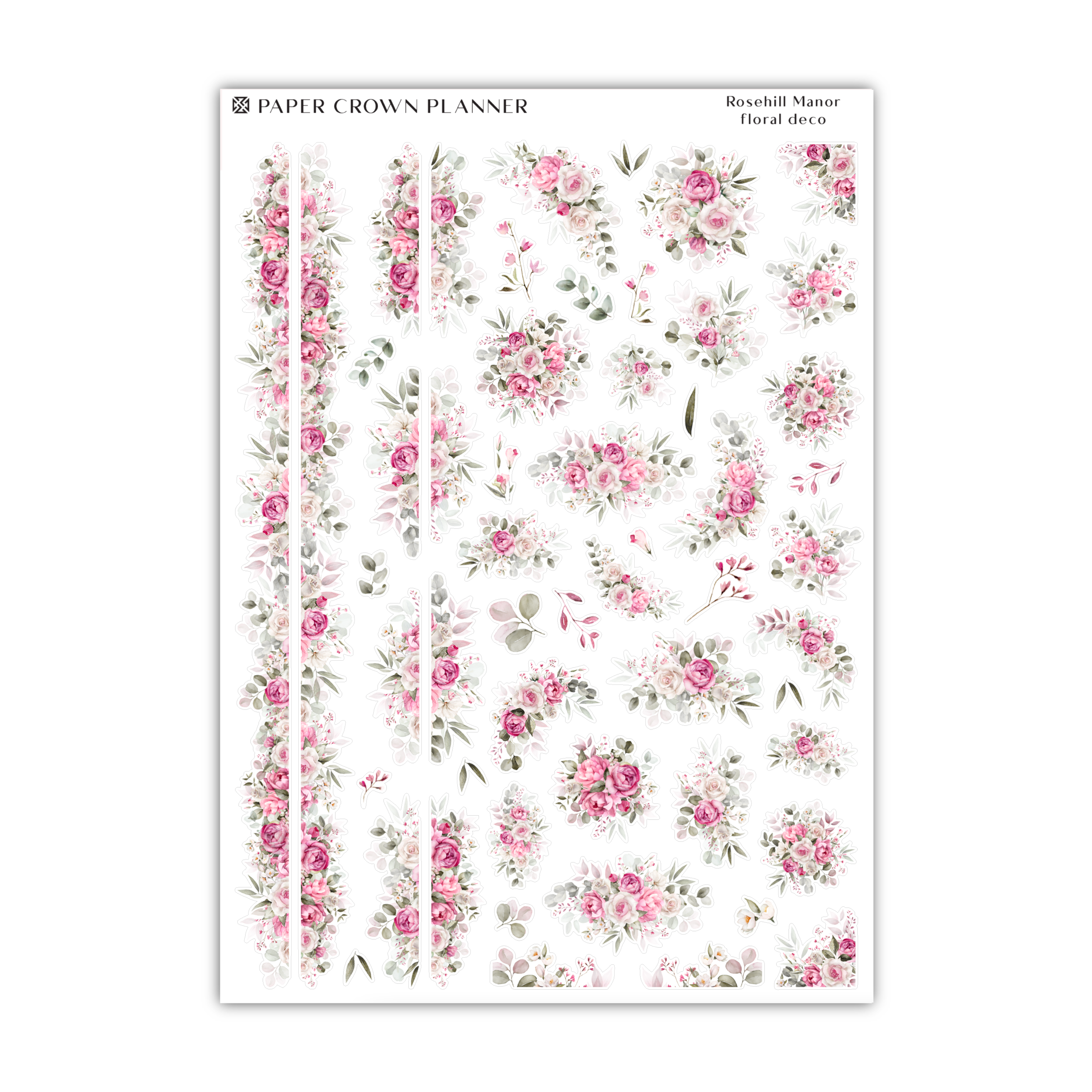 a sheet of paper with pink flowers on it
