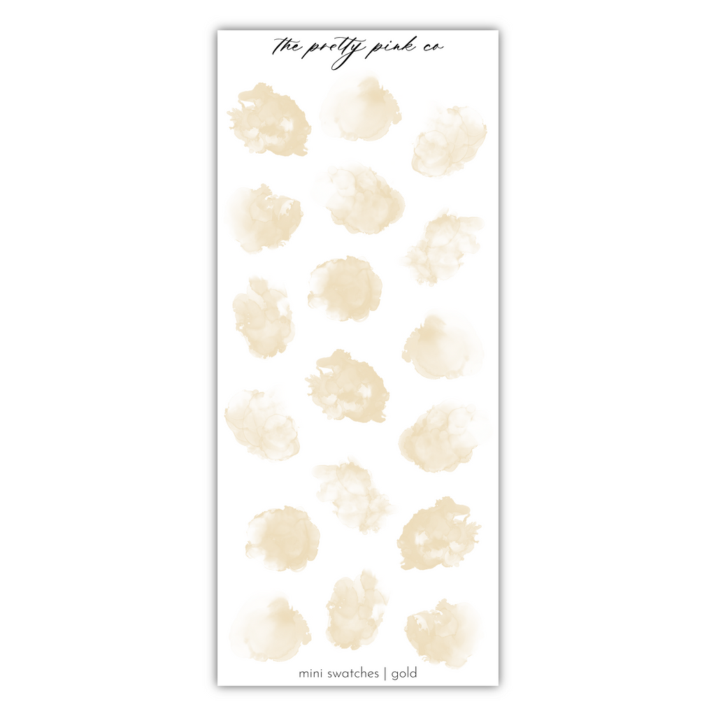 a white and beige watercolor sticker with words on it