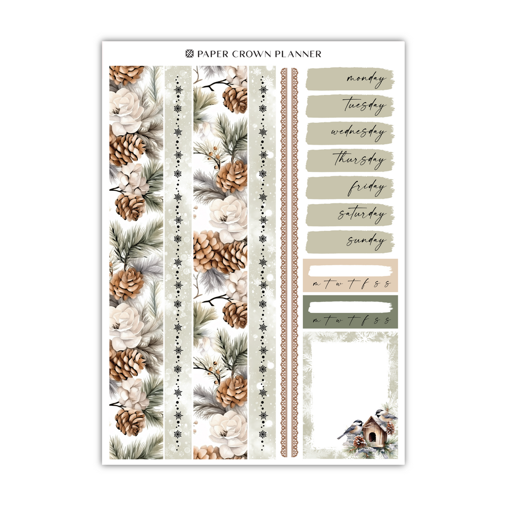 a sticker sheet with pine cones and pine cones on it