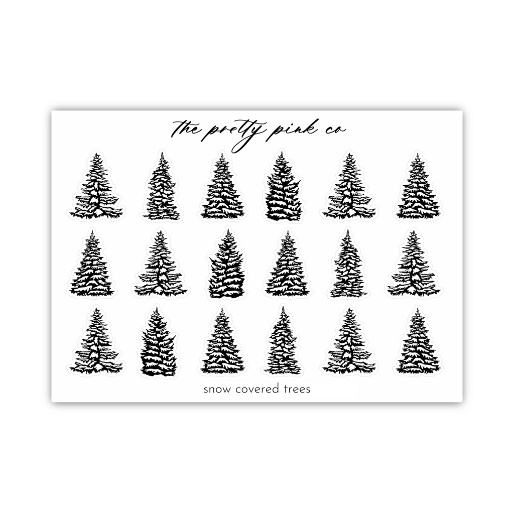 a sheet of snow covered trees on a white background