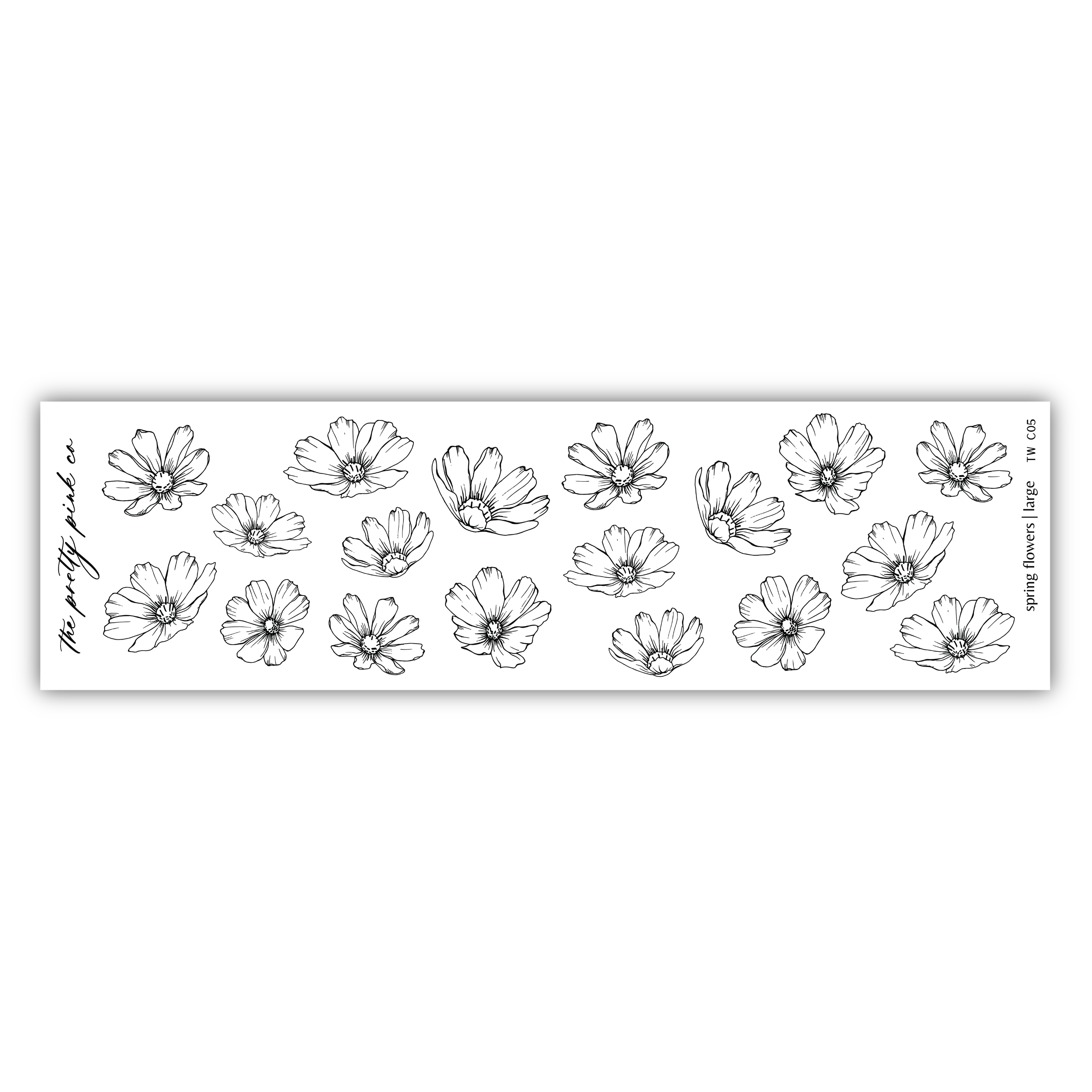 a black and white drawing of flowers on a white background