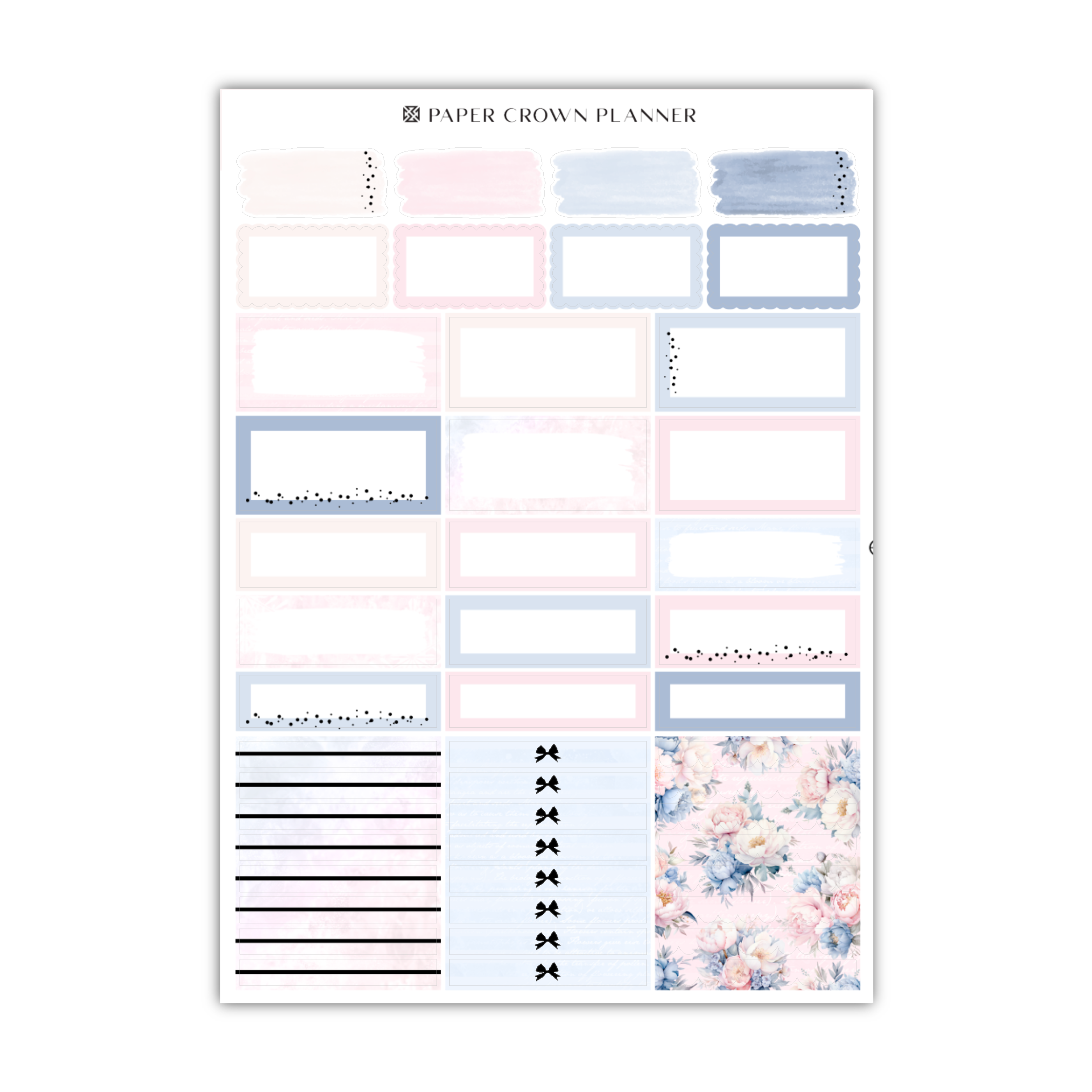 a pink and blue planner sticker on a white background