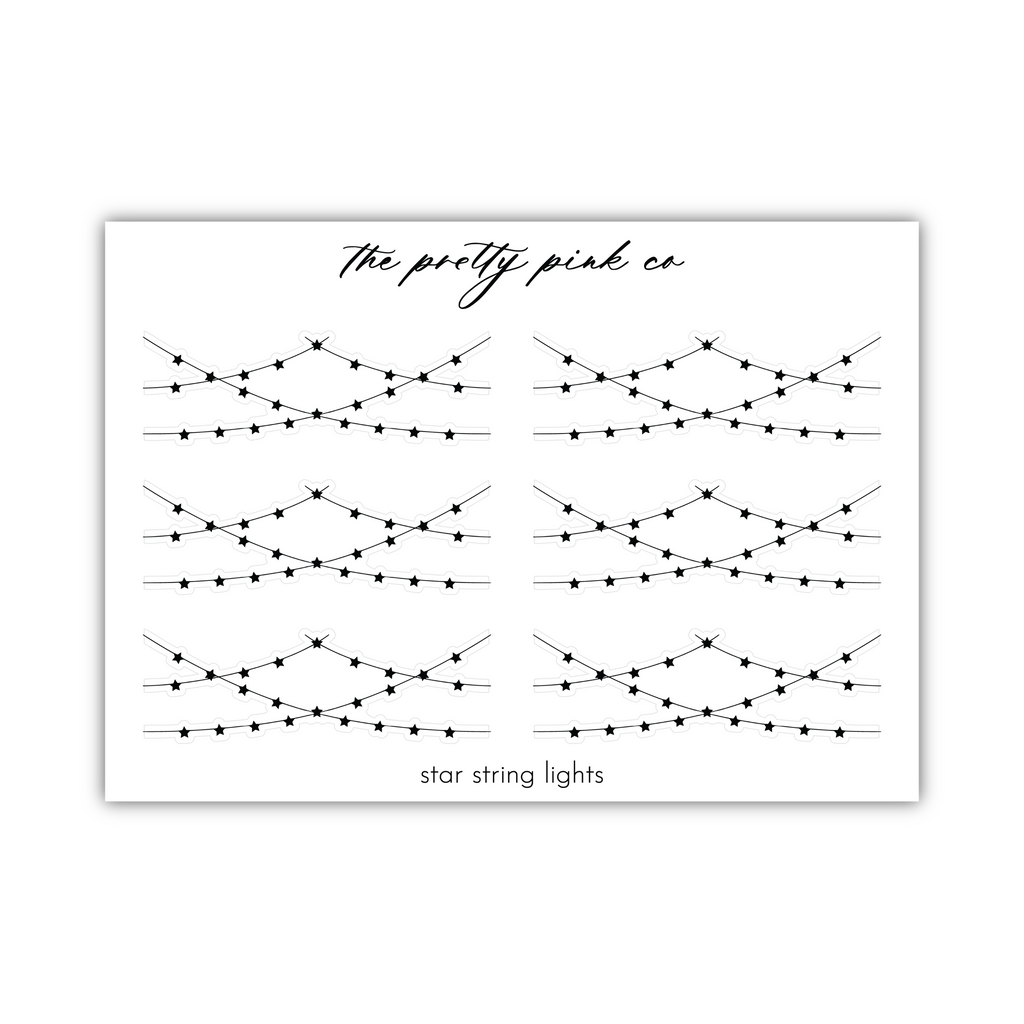 a black and white poster with the words star string lights