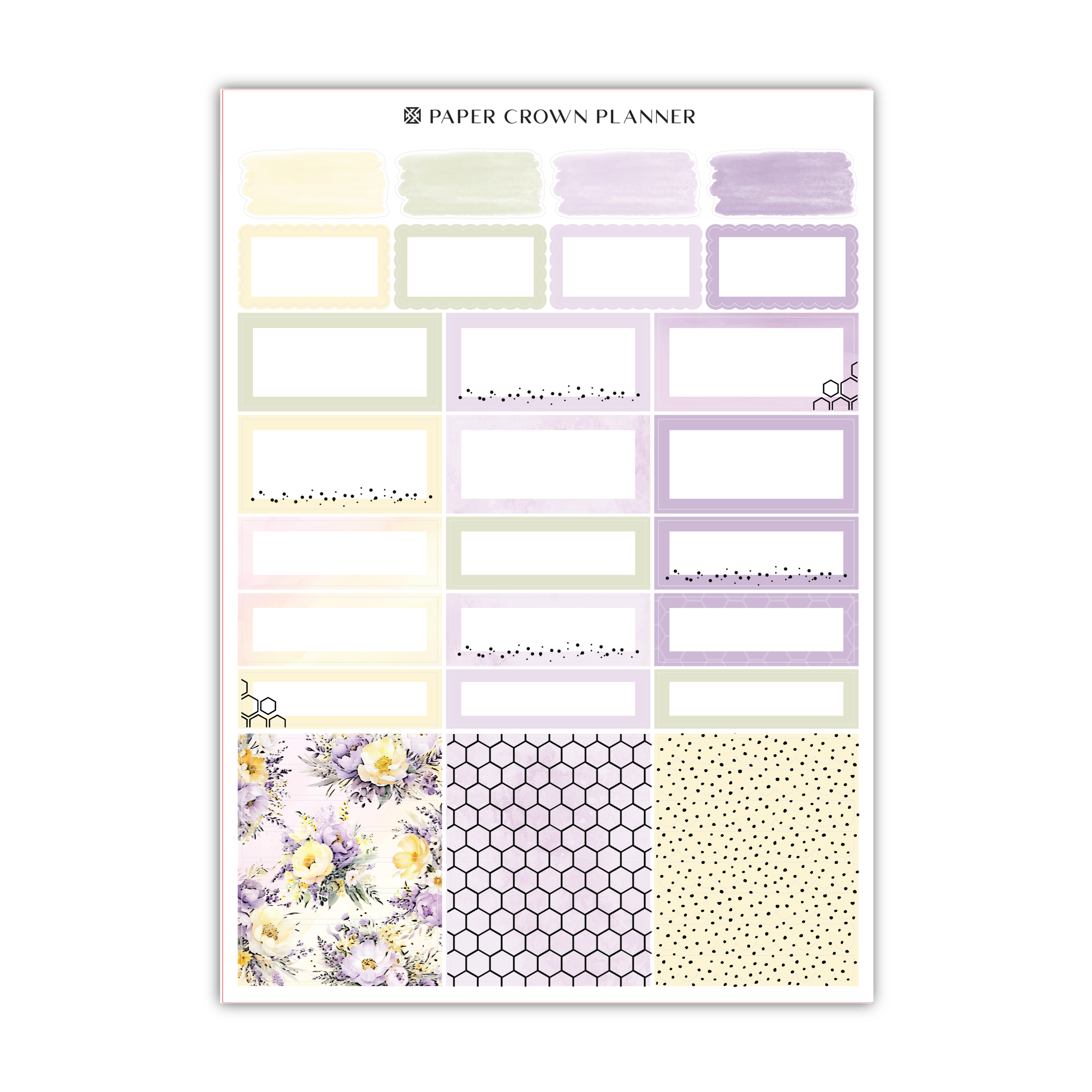 a planner sticker with flowers and honeycombs