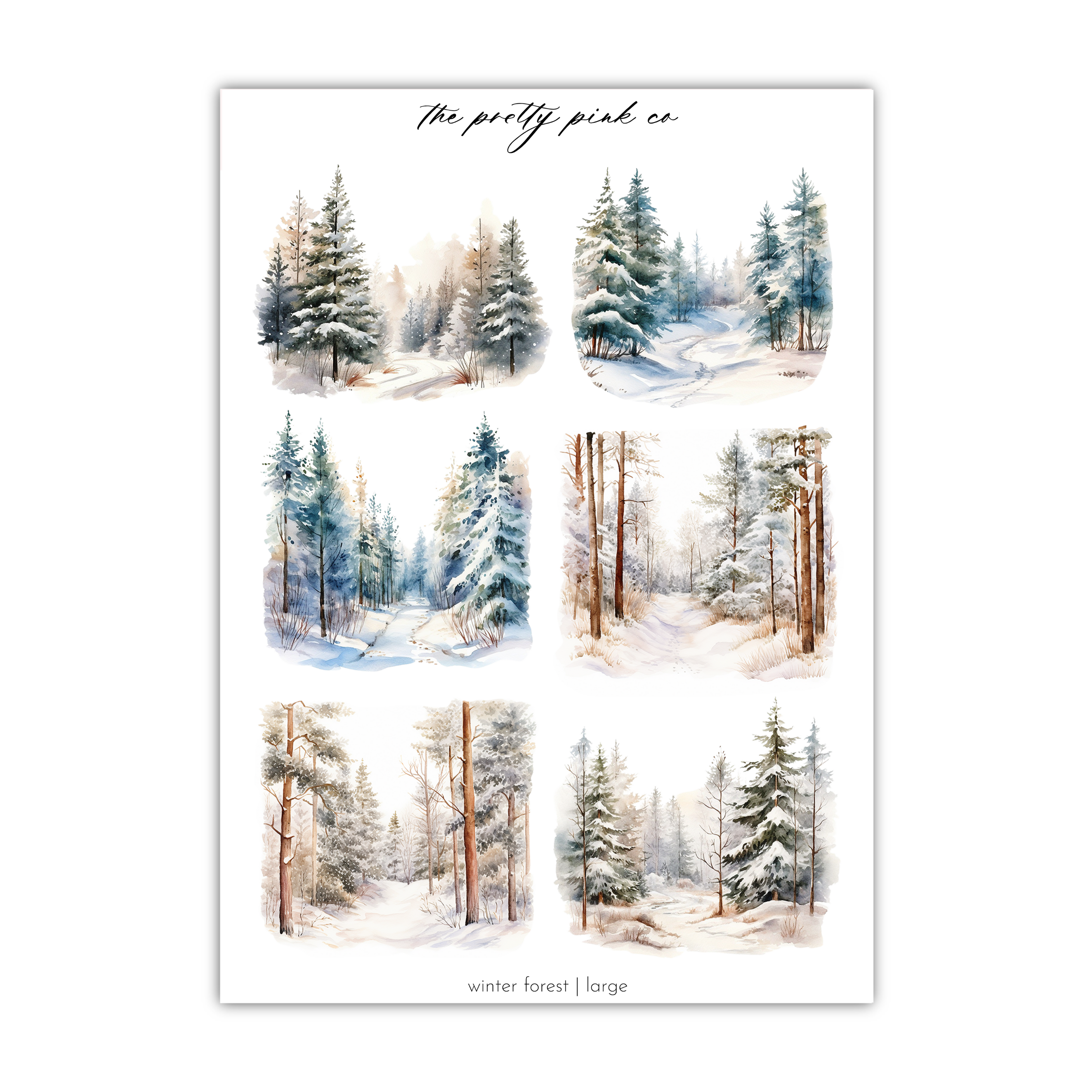 a set of four watercolor paintings of trees