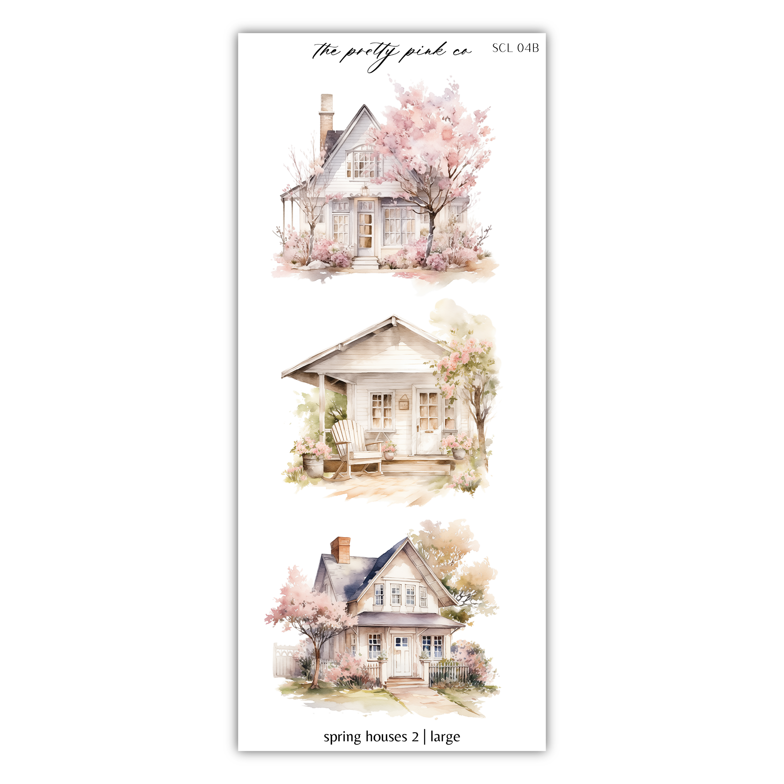 a watercolor painting of a house and trees